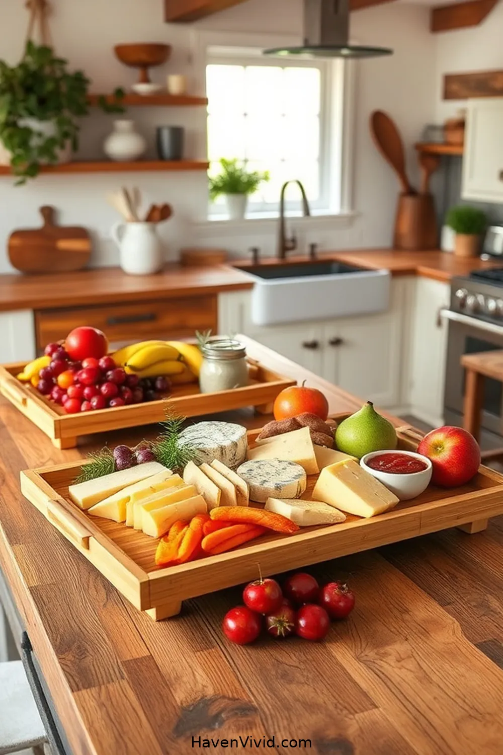 18 Ways for Farmhouse Living in Your Kitchen Using Bamboo 8 Bamboo Serving Trays for Entertaining for 18 Ways for Farmhouse Living in Your Kitchen Using Bamboo