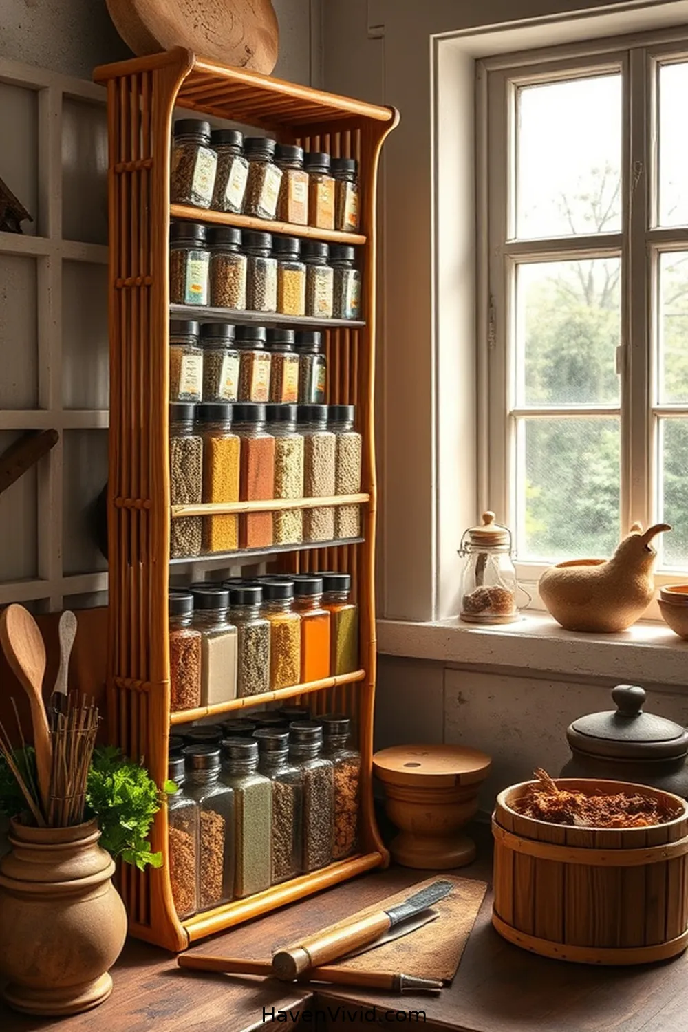 18 Ways for Farmhouse Living in Your Kitchen Using Bamboo 12 Bamboo Spice Racks for Organization for 18 Ways for Farmhouse Living in Your Kitchen Using Bamboo