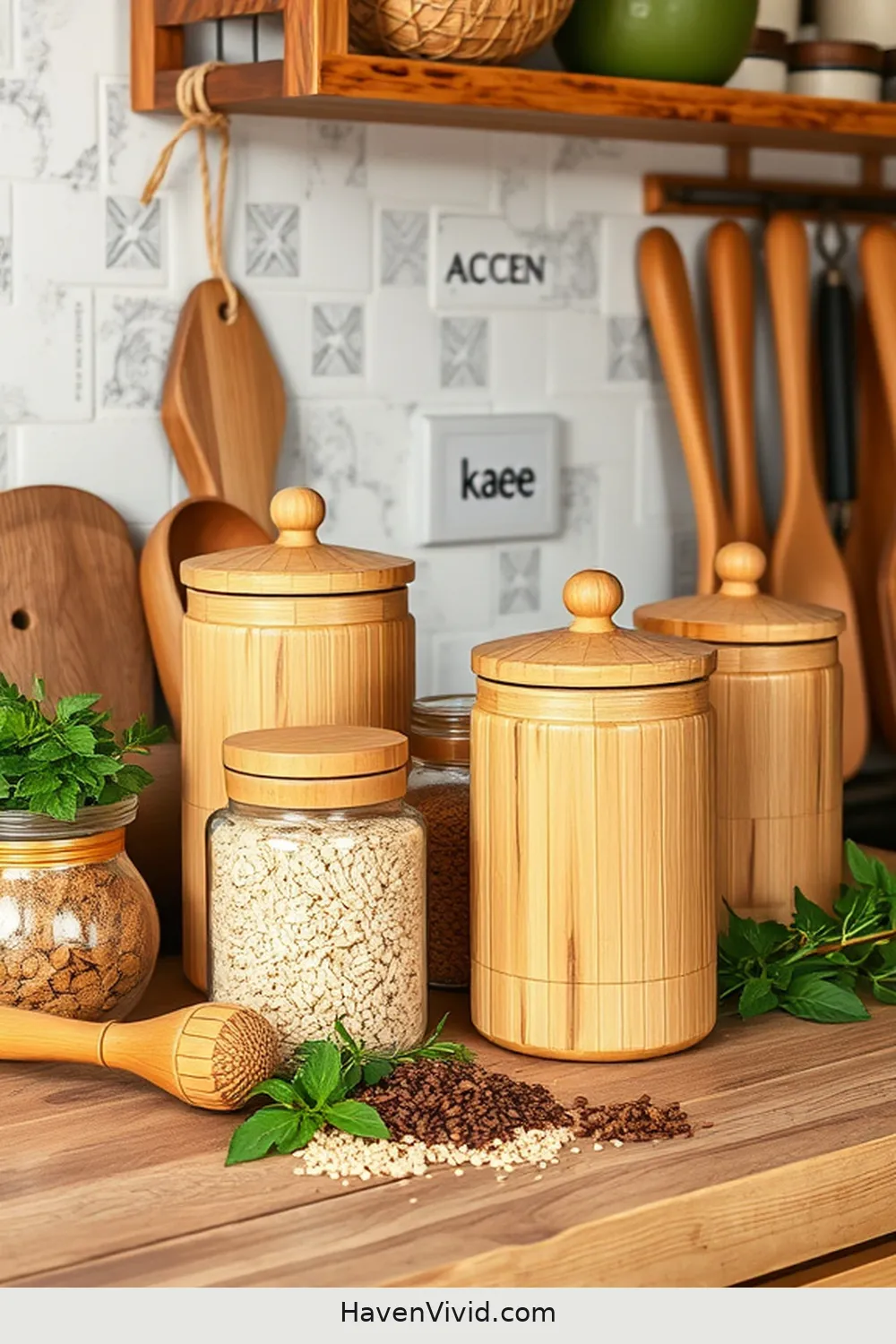 18 Ways for Farmhouse Living in Your Kitchen Using Bamboo 17 Decorative Bamboo Jars for Pantry Storage for 18 Ways for Farmhouse Living in Your Kitchen Using Bamboo