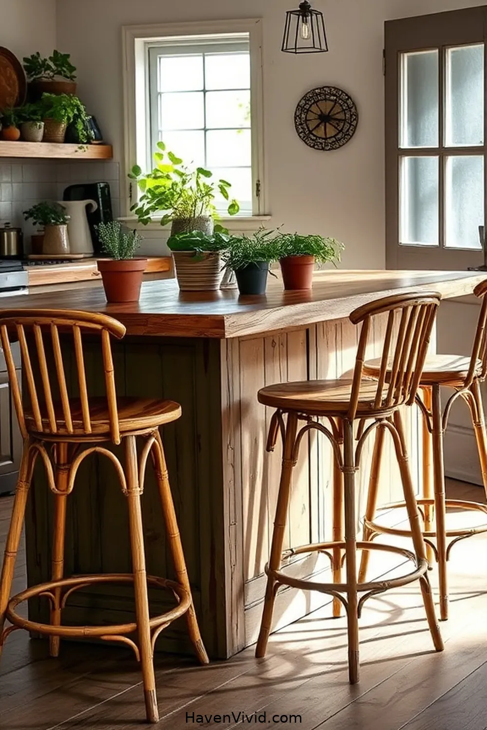 18 Ways for Farmhouse Living in Your Kitchen Using Bamboo 13 Rustic Bamboo Bar Stools for 18 Ways for Farmhouse Living in Your Kitchen Using Bamboo