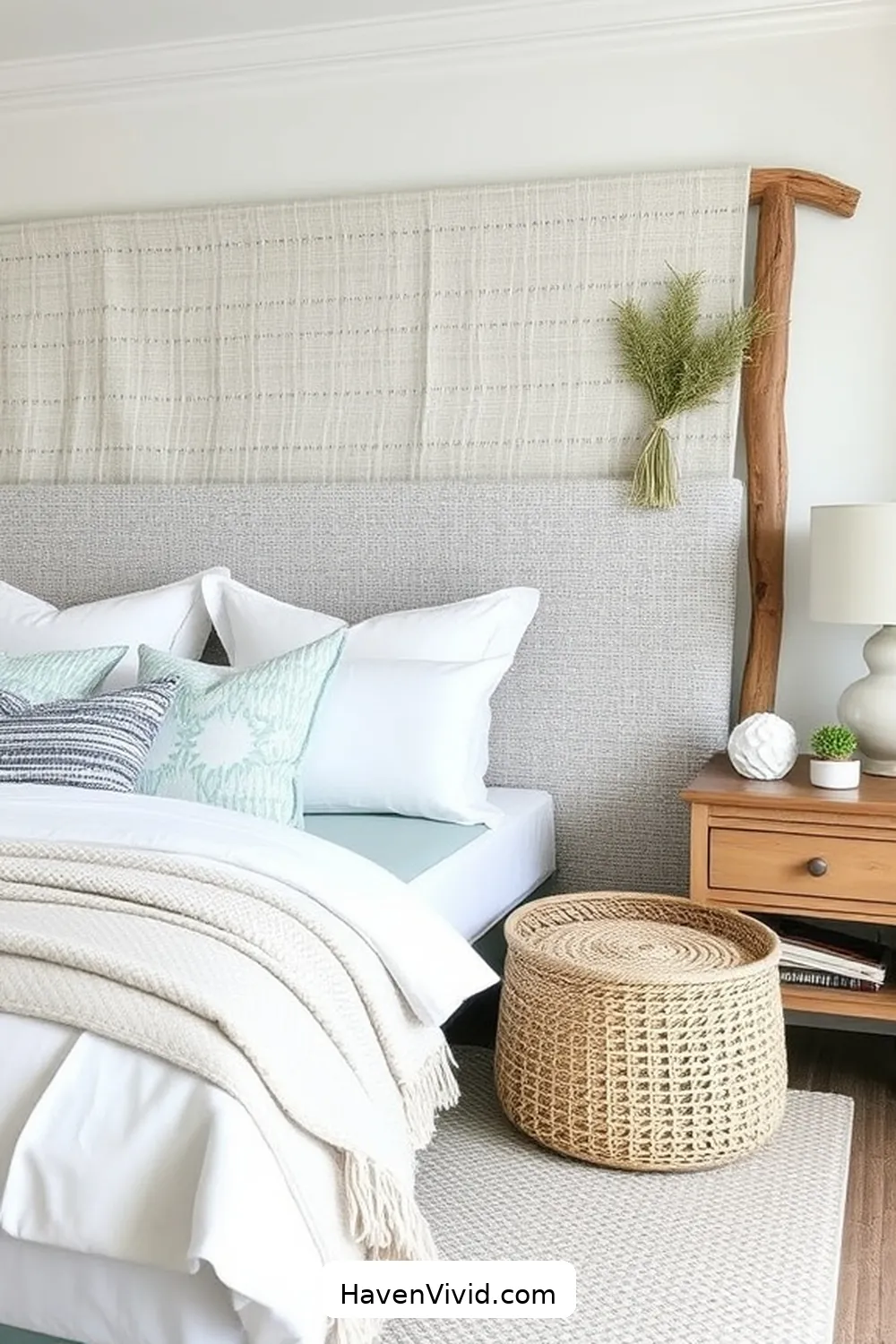 18 Ways to Achieve Coastal Living in Your Bedroom Using Reclaimed Materials 7 Coastal-Inspired Textile Headboard for 18 Ways to Achieve Coastal Living in Your Bedroom Using Reclaimed Materials