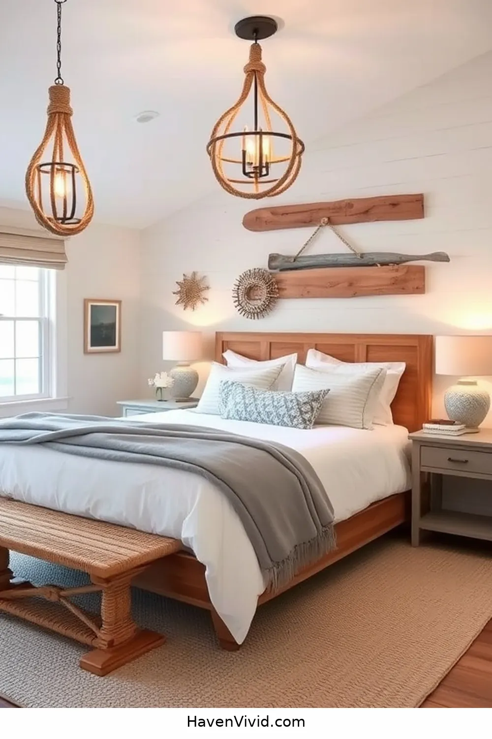 18 Ways to Achieve Coastal Living in Your Bedroom Using Reclaimed Materials 10 Nautical Rope Light Fixtures for 18 Ways to Achieve Coastal Living in Your Bedroom Using Reclaimed Materials