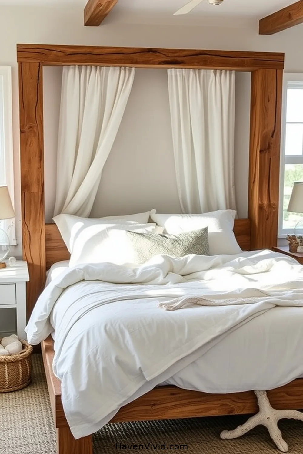 18 Ways to Achieve Coastal Living in Your Bedroom Using Reclaimed Materials 2 Reclaimed Wood Bed Frame for 18 Ways to Achieve Coastal Living in Your Bedroom Using Reclaimed Materials