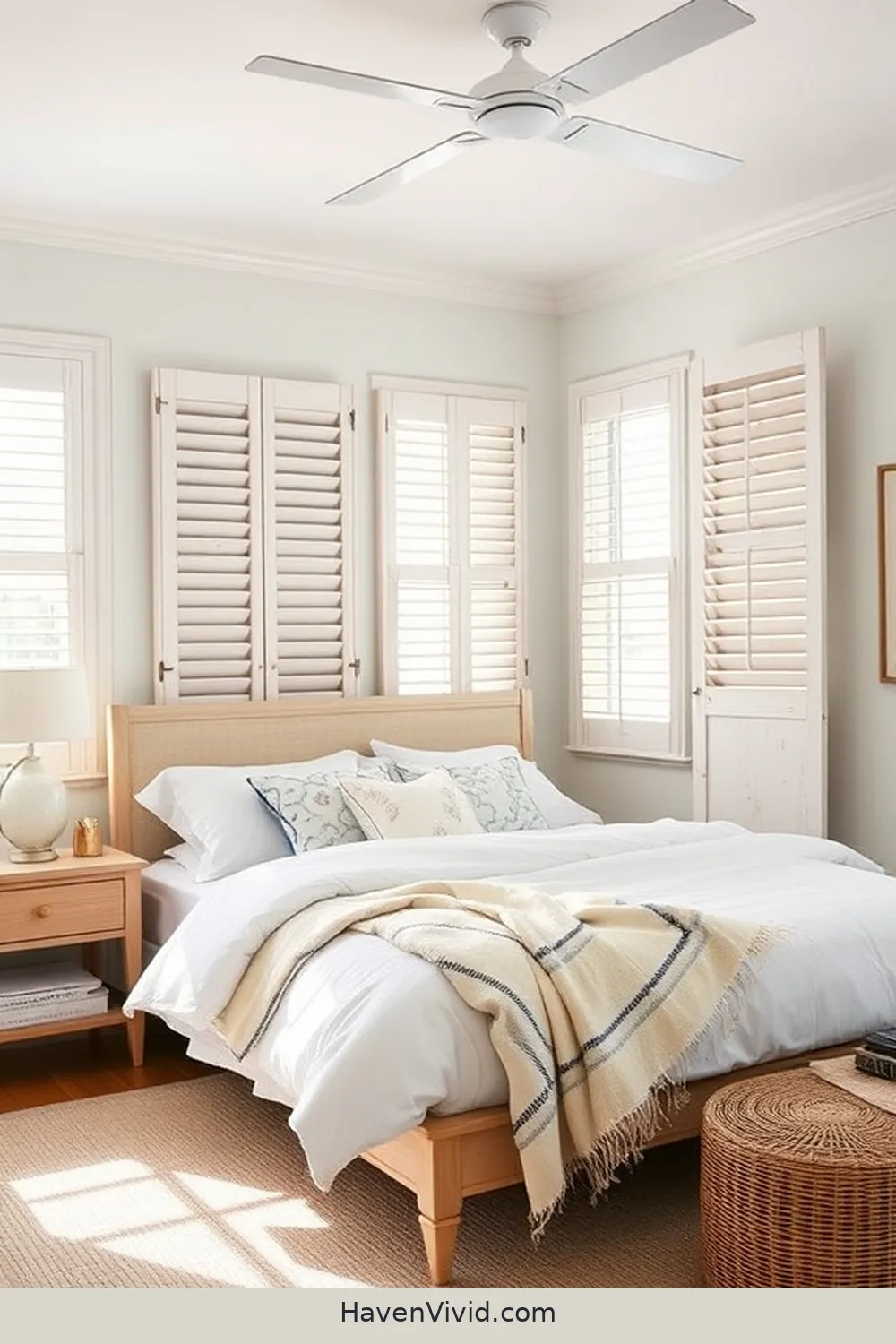 18 Ways to Achieve Coastal Living in Your Bedroom Using Reclaimed Materials 14 Repurposed Shutters as Room Dividers for 18 Ways to Achieve Coastal Living in Your Bedroom Using Reclaimed Materials