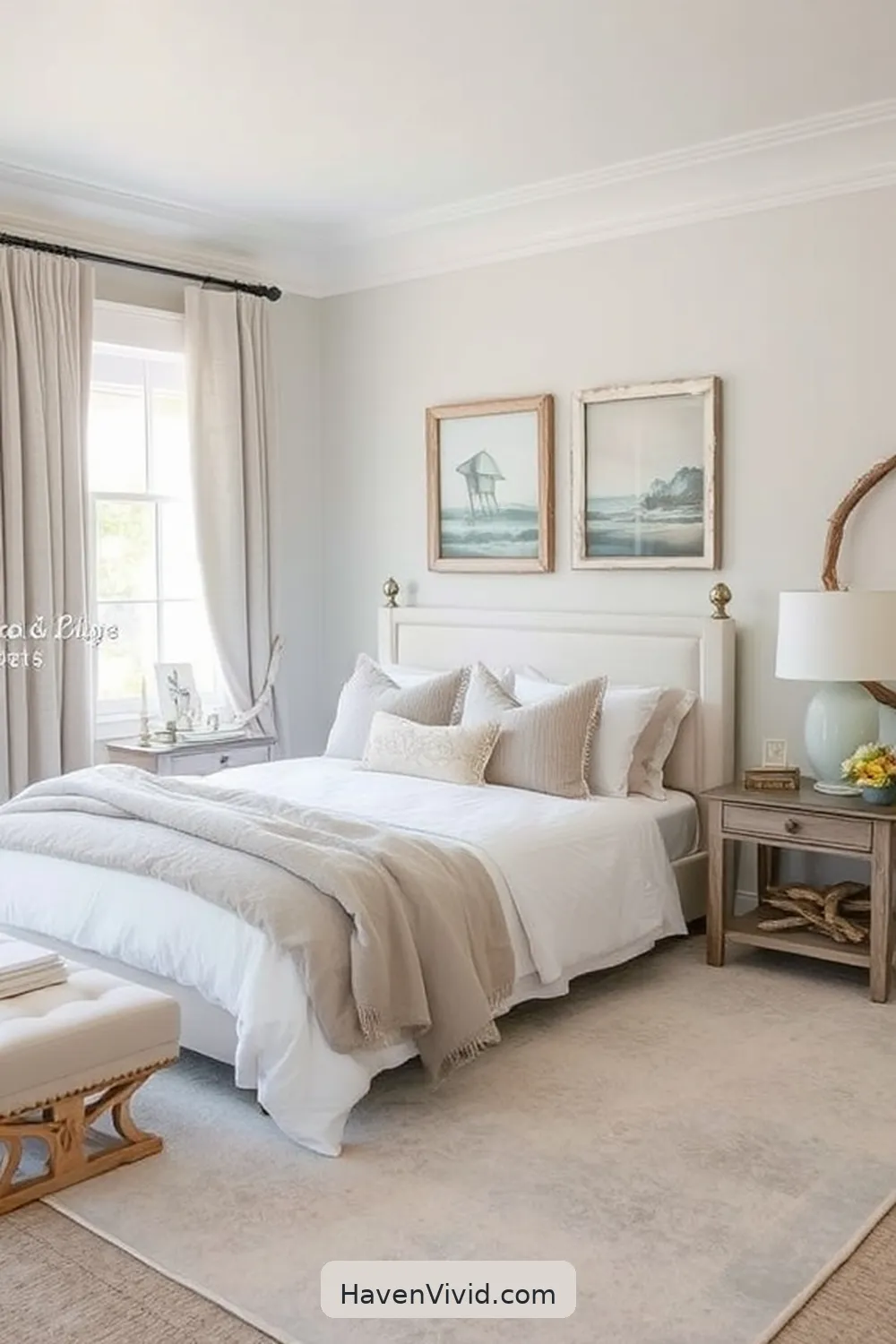 18 Ways to Achieve Coastal Living in Your Bedroom Using Reclaimed Materials 9 Salvaged Window Frame Artwork for 18 Ways to Achieve Coastal Living in Your Bedroom Using Reclaimed Materials