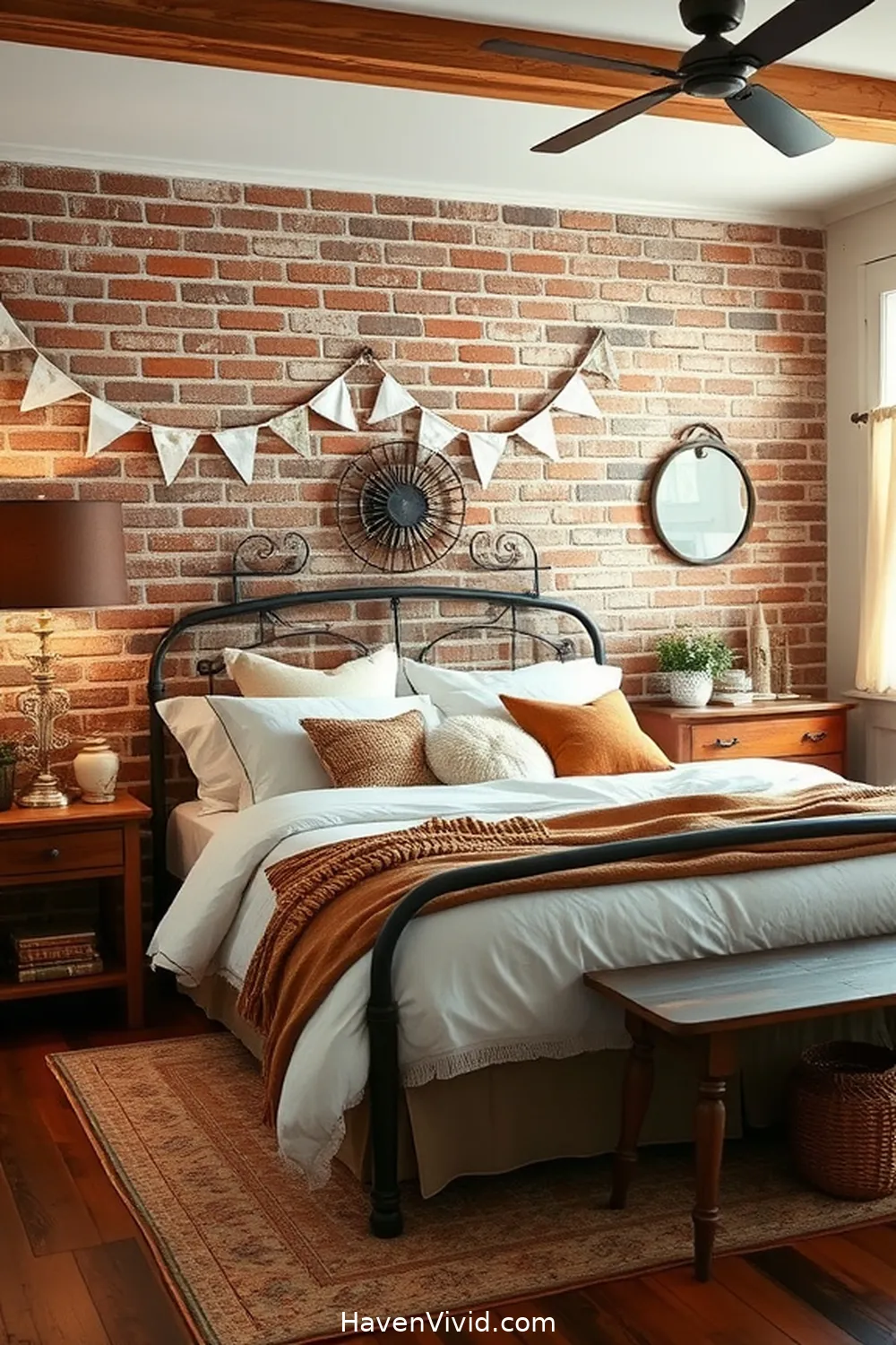 18 Ways to Create a Farmhouse Bedroom Using Reclaimed Materials 15 Use Reclaimed Brick for a Feature Wall for 18 Ways to Create a Farmhouse Bedroom Using Reclaimed Materials