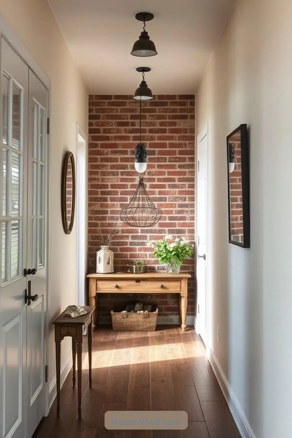 18 Ways to Create an Eco-Friendly Hallway Using Reclaimed Materials 11 Reclaimed Brick Accent Wall for 18 Ways to Create an Eco-Friendly Hallway Using Reclaimed Materials
