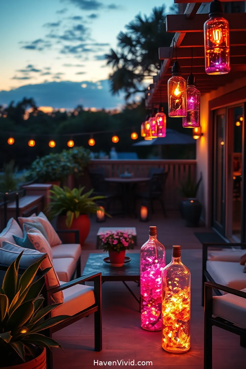18 Ways to Embrace Coastal Living Using Reclaimed Materials on Your Outdoor Patio 13 Recycled Glass Bottle Lighting for 18 Ways to Embrace Coastal Living Using Reclaimed Materials on Your Outdoor Patio