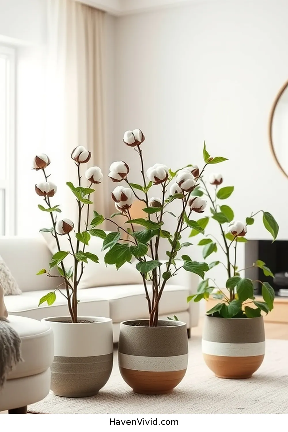 18 Ways to Embrace Minimalist Lifestyle in Your Living Room Using Organic Cotton 15 Display Organic Cotton Plants for Natural Decor for 18 Ways to Embrace Minimalist Lifestyle in Your Living Room Using Organic Cotton