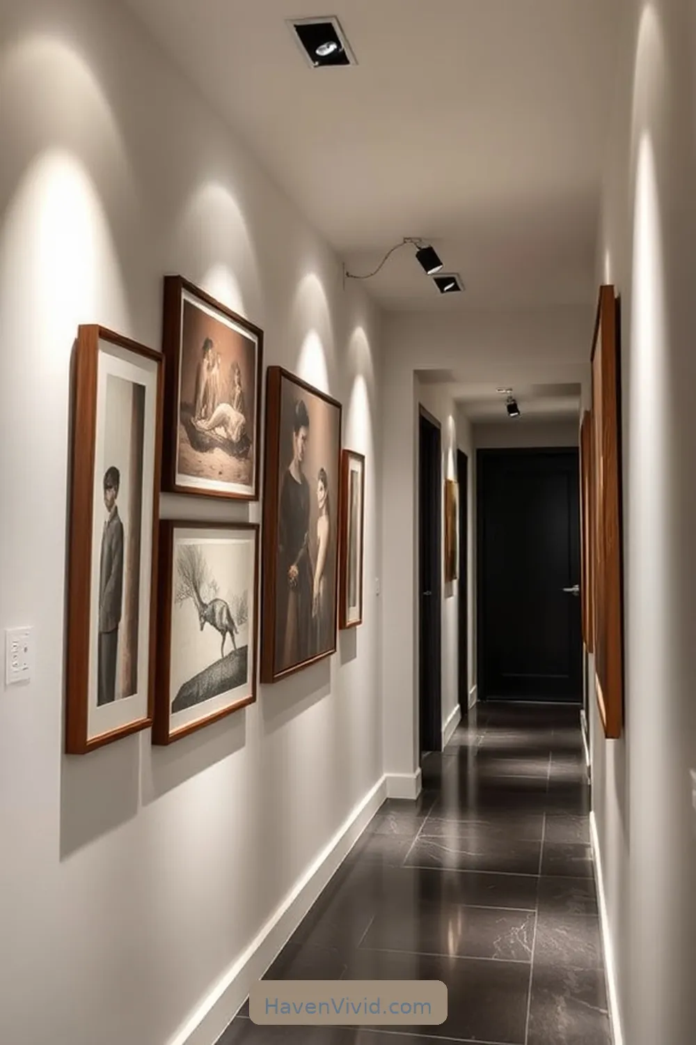 18 Ways to Embrace a Minimalist Lifestyle in Your Hallway Using Solar-Powered Lights 6 Create a Gallery Wall With Solar Spotlights for 18 Ways to Embrace a Minimalist Lifestyle in Your Hallway Using Solar-Powered Lights