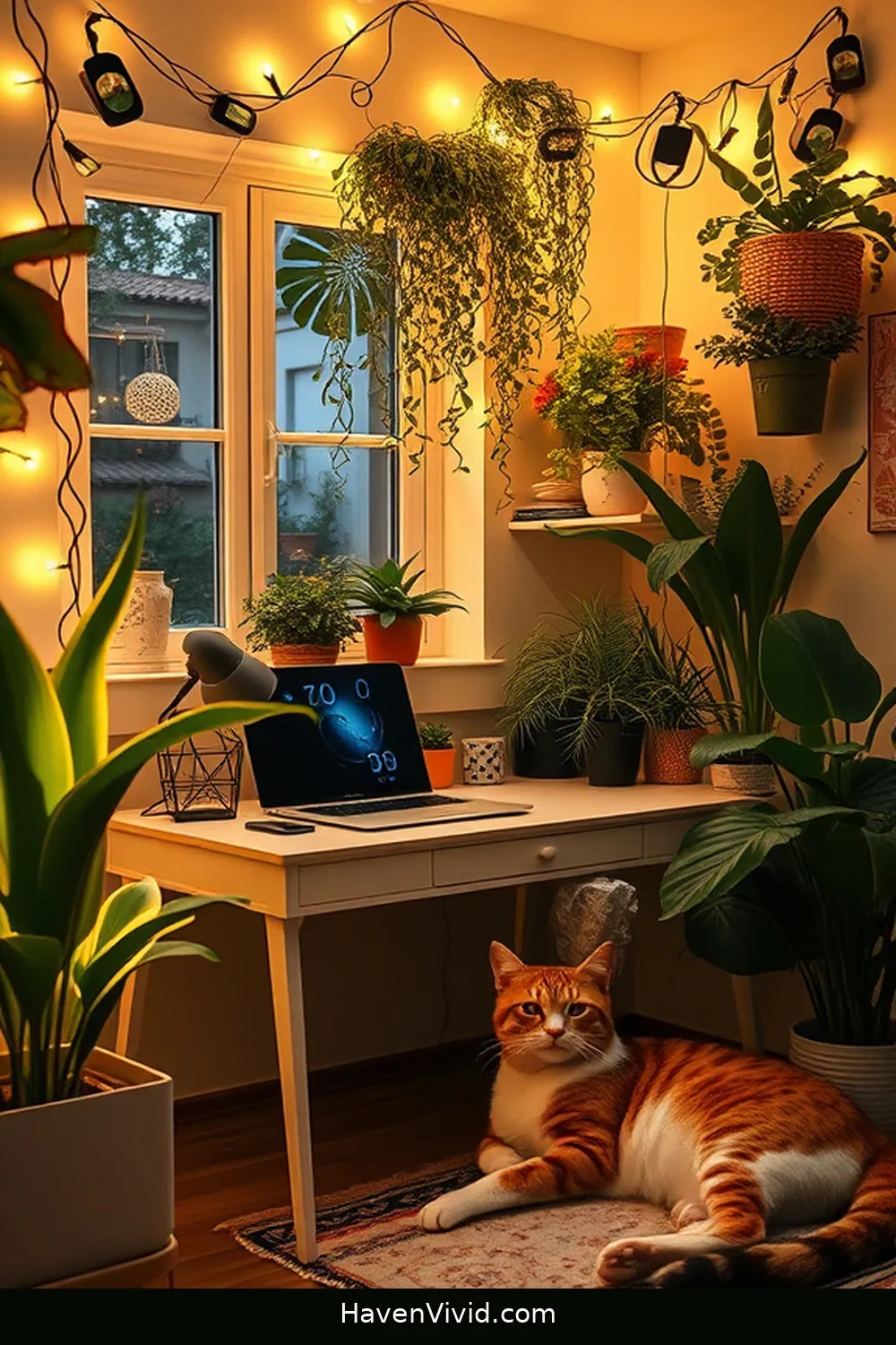 19 Artistic Home Office Spaces Using Solar-Powered Lights 7 Cozy Nook With Solar Fairy Lights for 19 Artistic Home Office Spaces Using Solar-Powered Lights