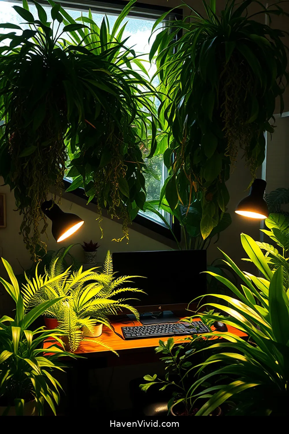 19 Artistic Home Office Spaces Using Solar-Powered Lights 16 Urban Jungle With Solar Plant Lights for 19 Artistic Home Office Spaces Using Solar-Powered Lights