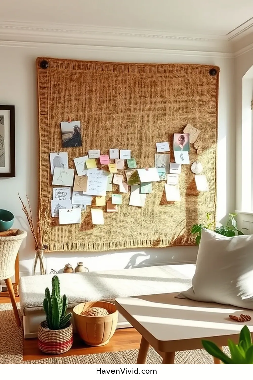 19 Artistic Ideas for Home Office Spaces Using Natural Fibers 8 Add a Jute or Hemp Bulletin Board for Organization for 19 Artistic Ideas for Home Office Spaces Using Natural Fibers