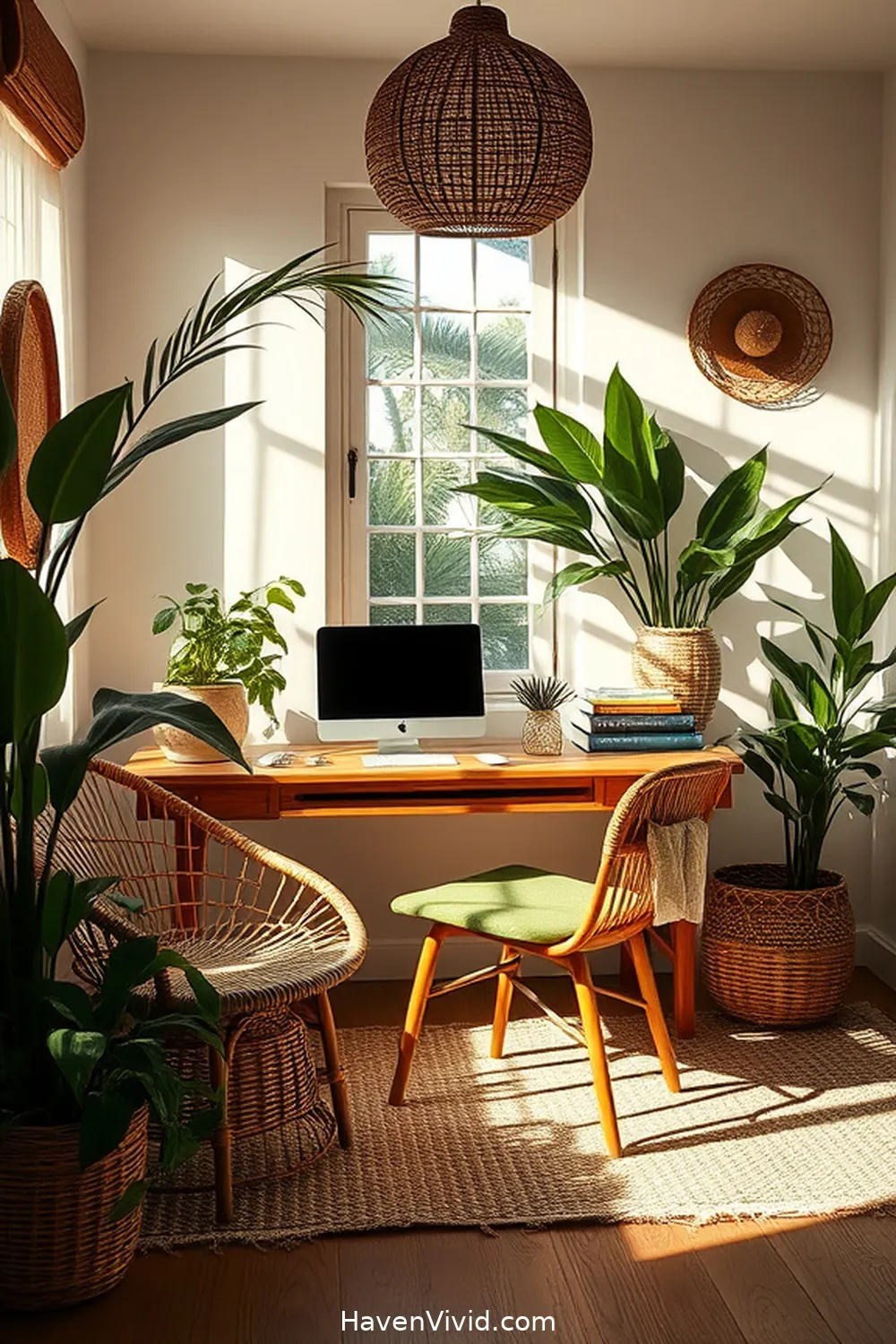 19 Artistic Ideas for Home Office Spaces Using Natural Fibers 14 Decorate With Rattan Accents for a Bohemian Vibe for 19 Artistic Ideas for Home Office Spaces Using Natural Fibers