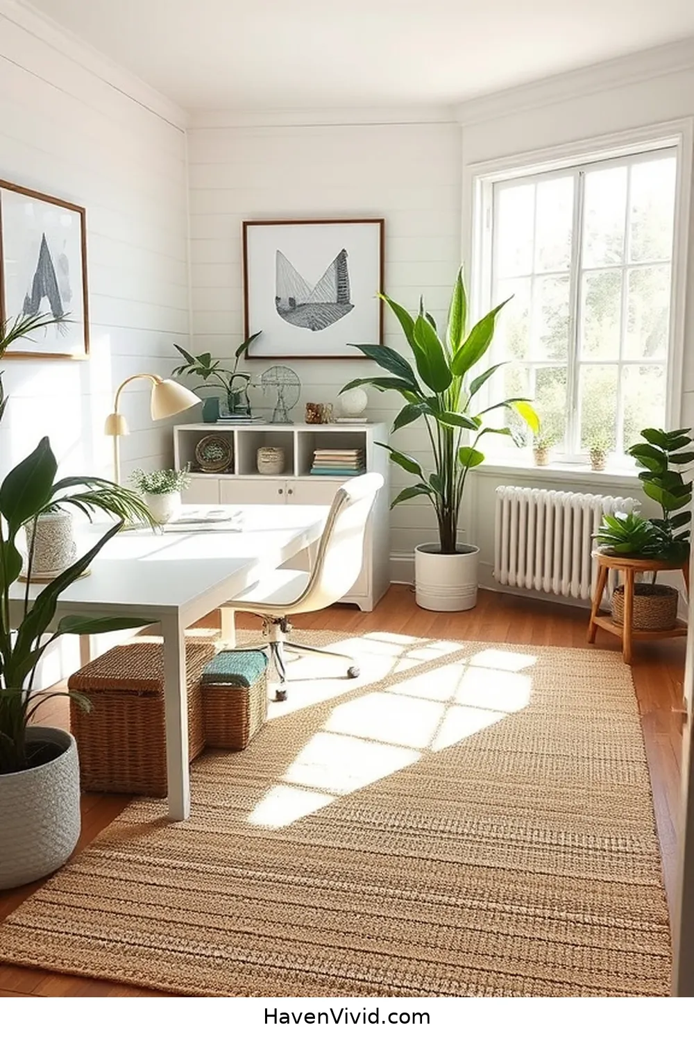 19 Artistic Ideas for Home Office Spaces Using Natural Fibers 15 Feature a Seagrass Rug for a Coastal Touch for 19 Artistic Ideas for Home Office Spaces Using Natural Fibers