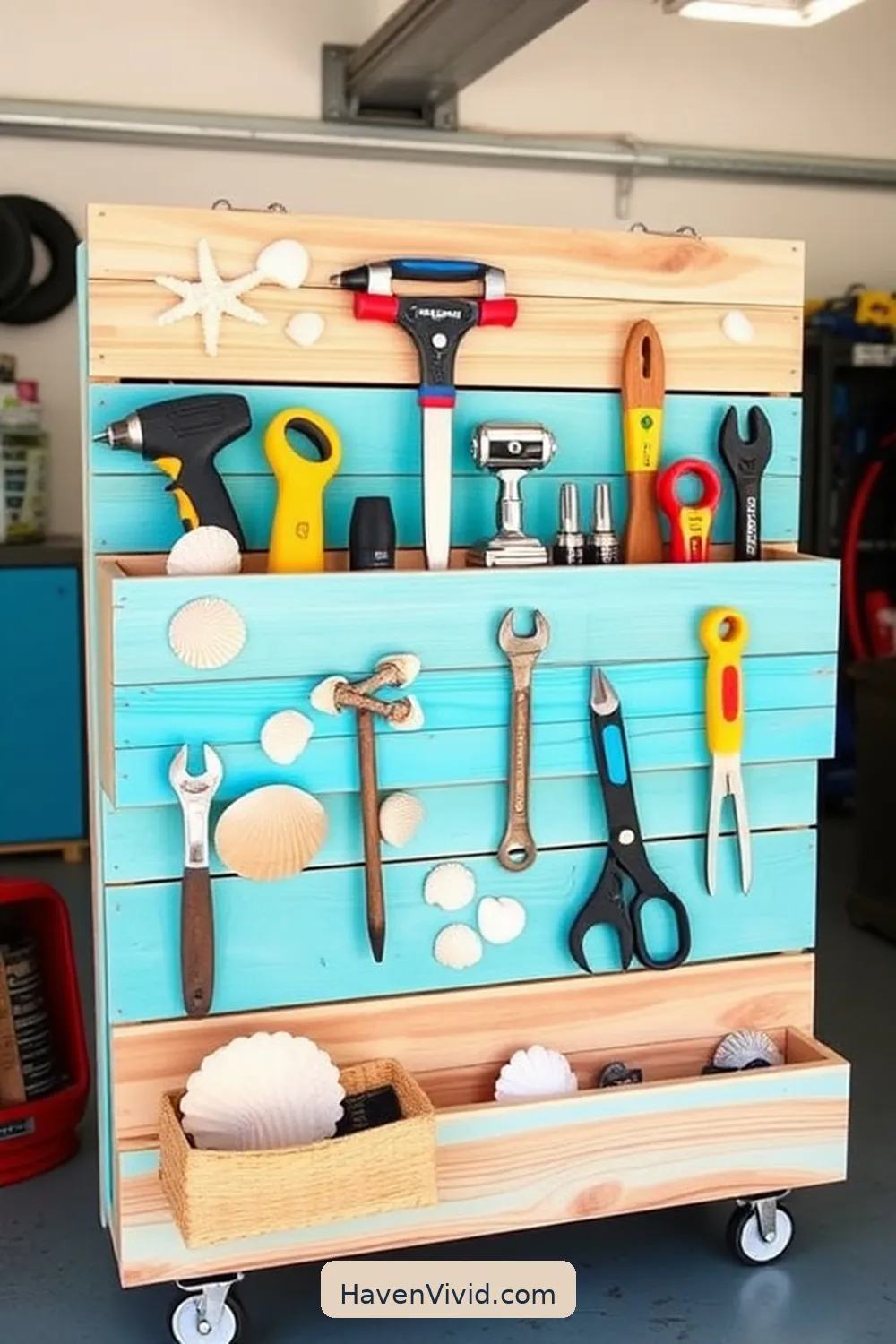 19 Creative Ways for Coastal Living in Your Garage Using Recycled Wood 8 Assemble a Beachy Tool Organizer for 19 Creative Ways for Coastal Living in Your Garage Using Recycled Wood