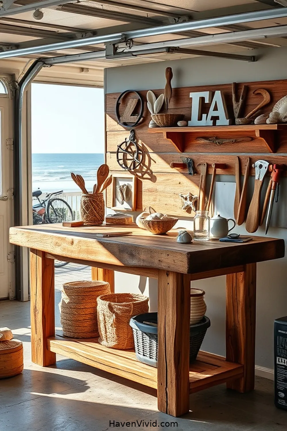 19 Creative Ways for Coastal Living in Your Garage Using Recycled Wood 2 Build a Rustic Workbench for 19 Creative Ways for Coastal Living in Your Garage Using Recycled Wood