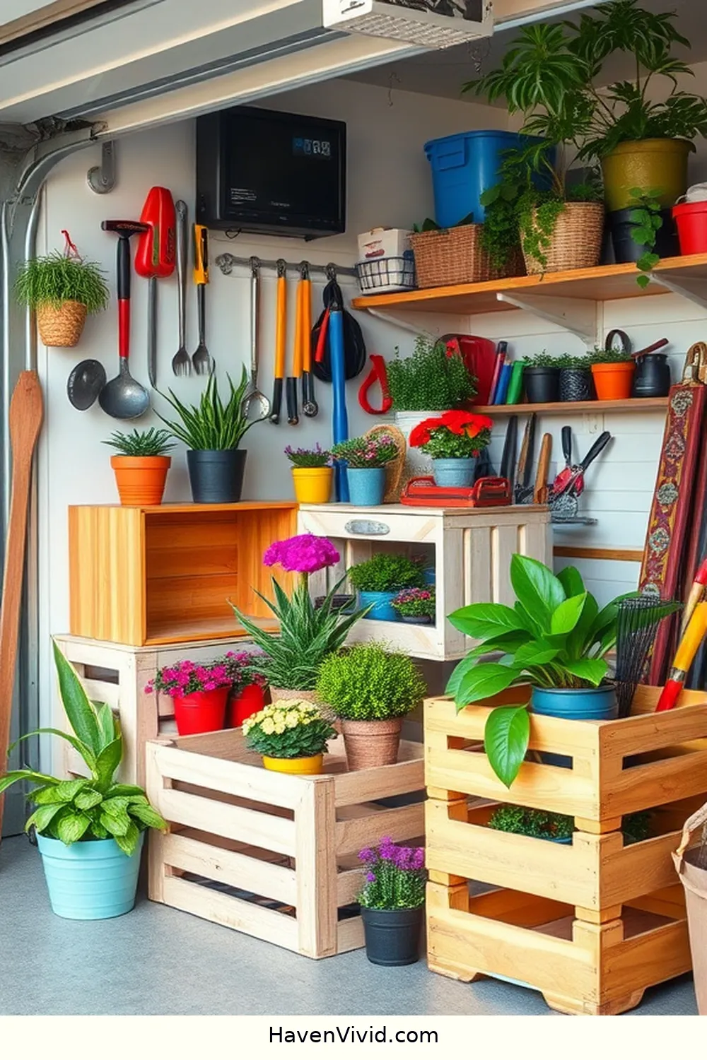 19 Creative Ways for Eco-Friendly Garage Living Using Reclaimed Materials 11 Refurbished Crates for Organizing for 19 Creative Ways for Eco-Friendly Garage Living Using Reclaimed Materials