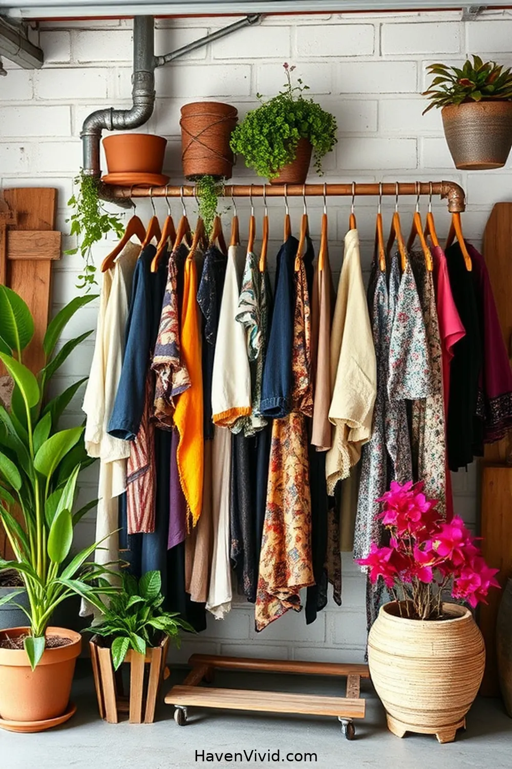 19 Creative Ways for Eco-Friendly Garage Living Using Reclaimed Materials 8 Salvaged Pipe Clothing Racks for 19 Creative Ways for Eco-Friendly Garage Living Using Reclaimed Materials