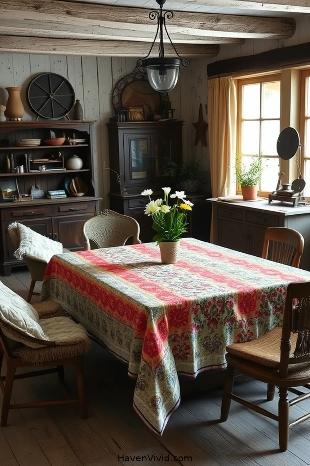 Craft a Fabric Tablecloth With Personal Flair for 19 Creative Ways to Achieve Farmhouse Living Room Style Using Upcycled Fabric