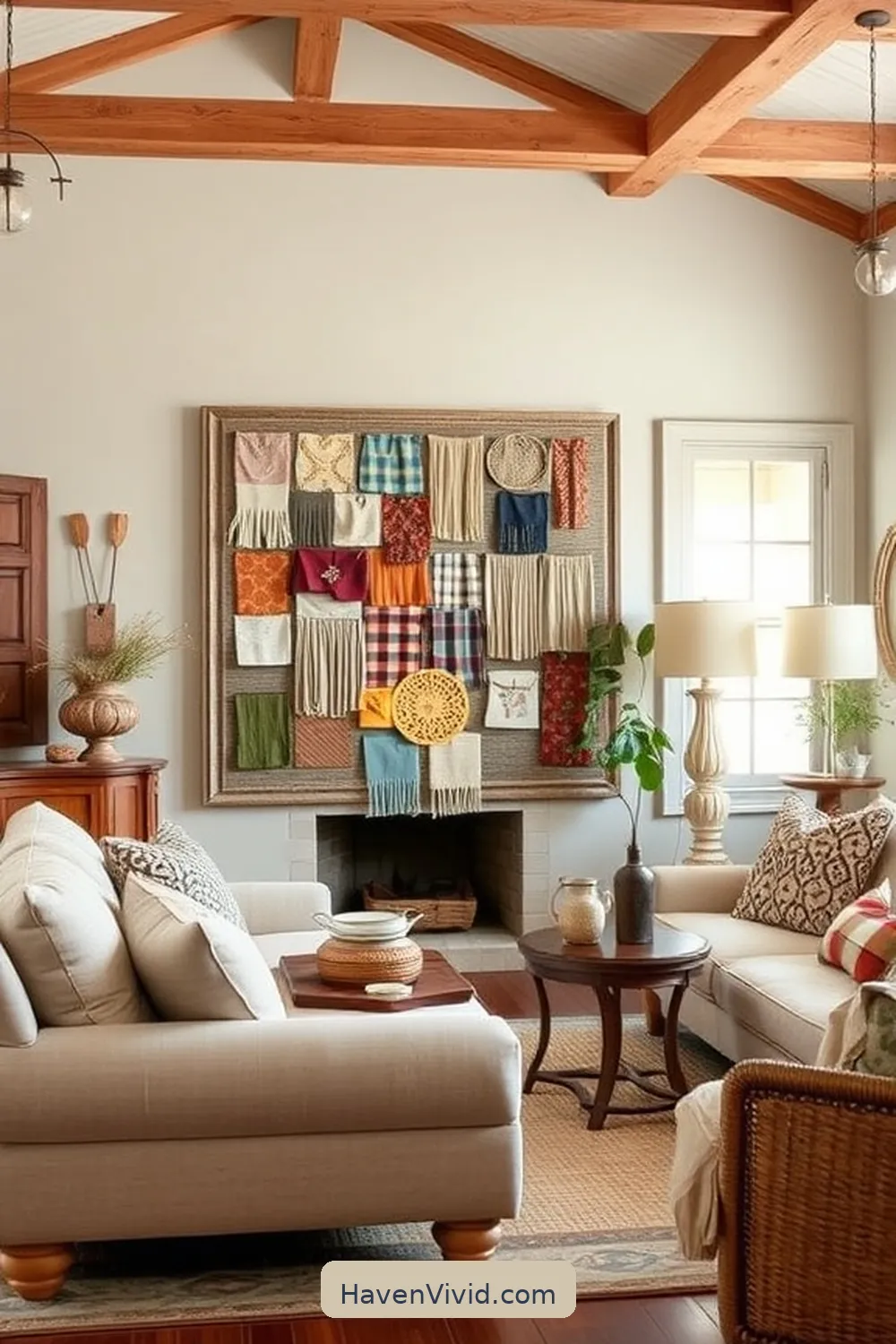 Create a Fabric Bulletin Board for 19 Creative Ways to Achieve Farmhouse Living Room Style Using Upcycled Fabric