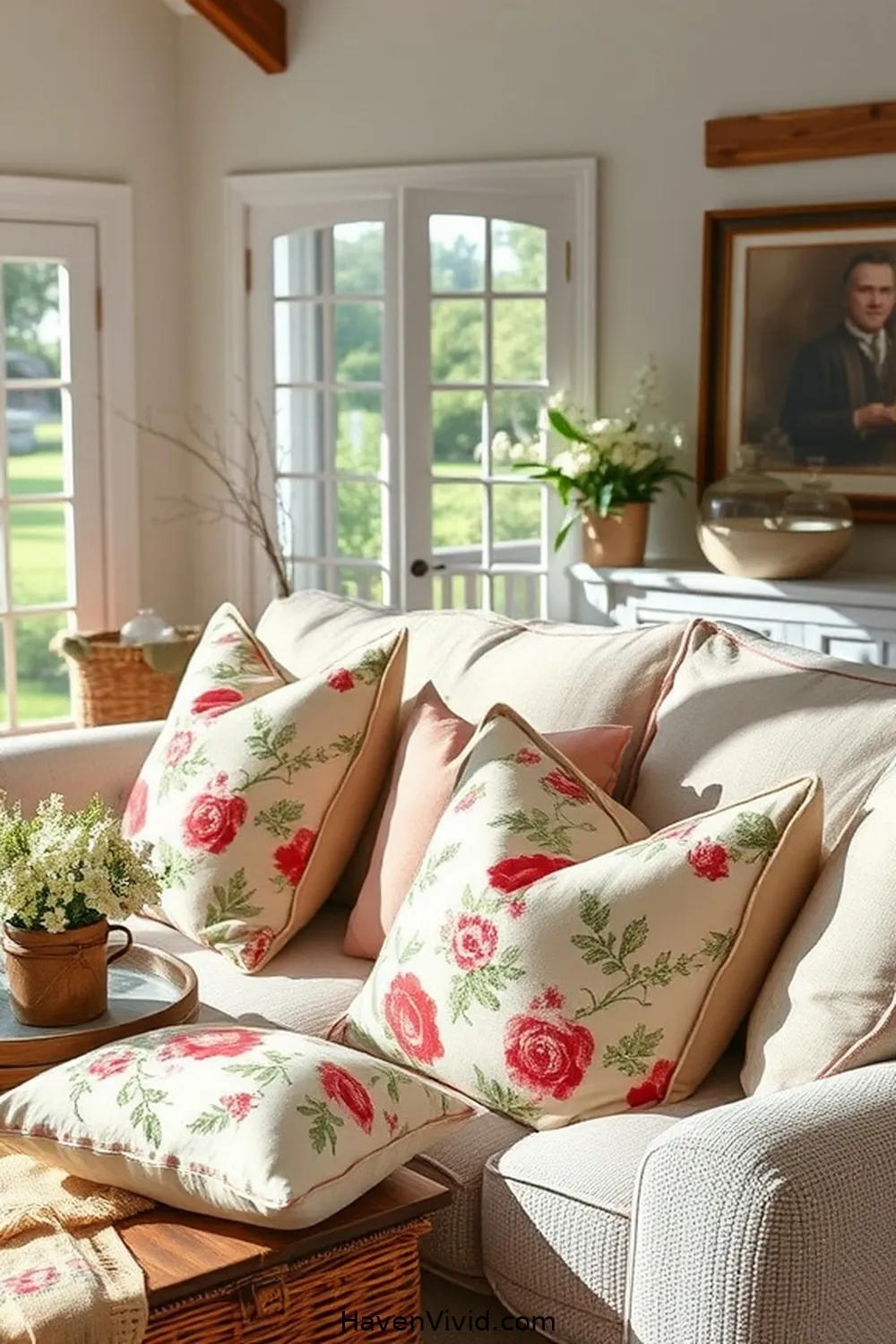 DIY Throw Pillows With Upcycled Fabric for 19 Creative Ways to Achieve Farmhouse Living Room Style Using Upcycled Fabric