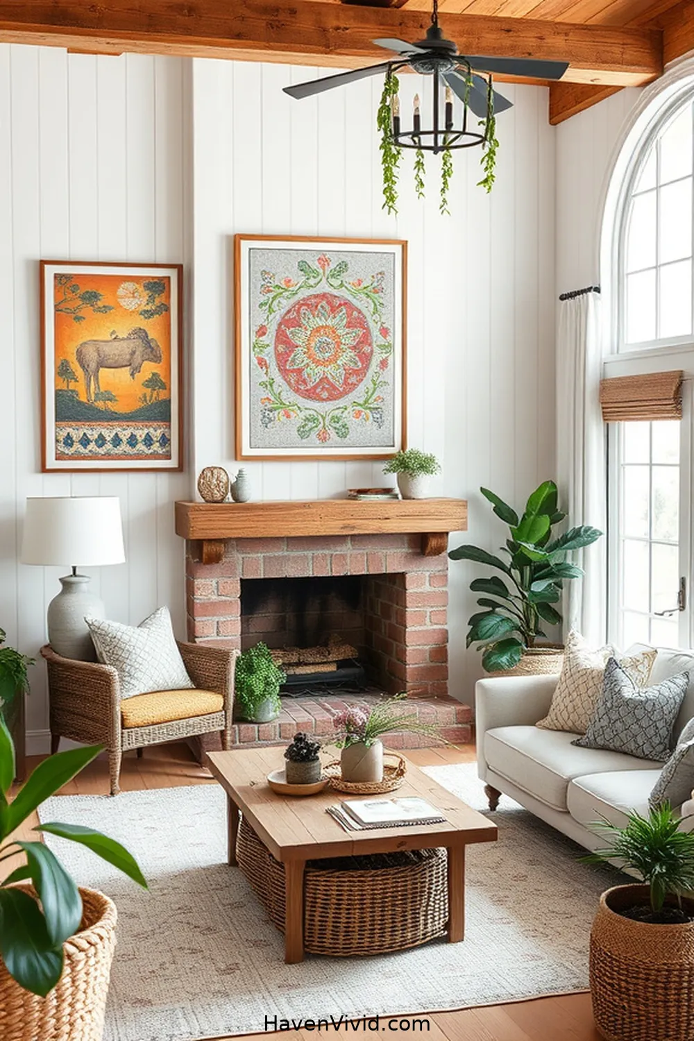 Use Upcycled Fabric for Framed Art for 19 Creative Ways to Achieve Farmhouse Living Room Style Using Upcycled Fabric