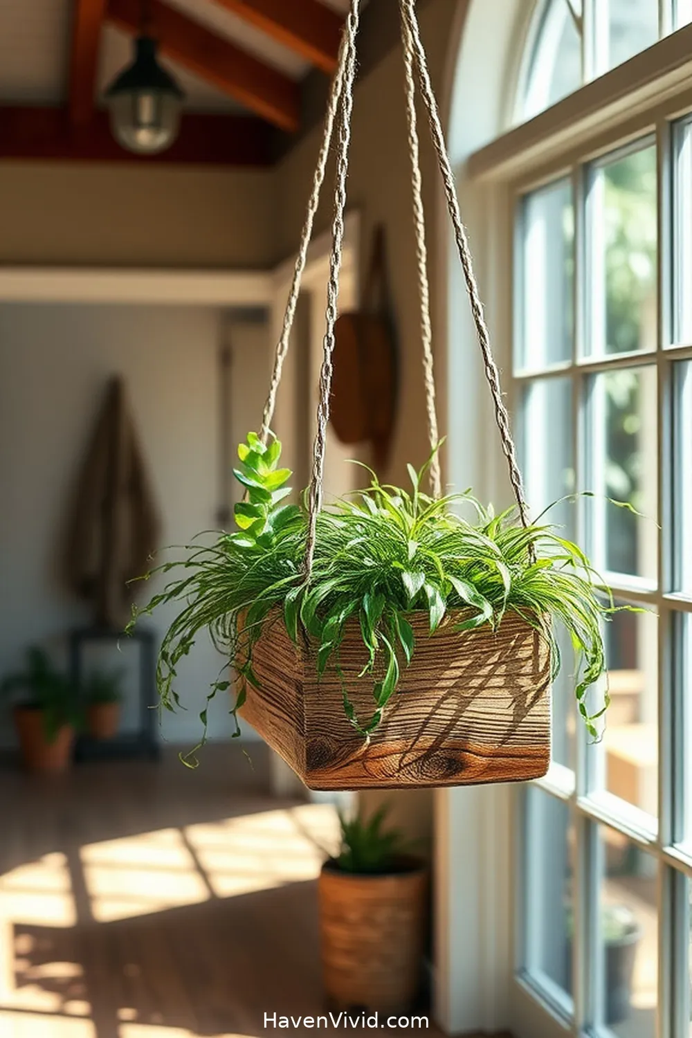 19 Creative Ways to Create a Family-Friendly Living Entryway Using Recycled Wood 10 Hanging Planter From Reclaimed Wood for 19 Creative Ways to Create a Family-Friendly Living Entryway Using Recycled Wood