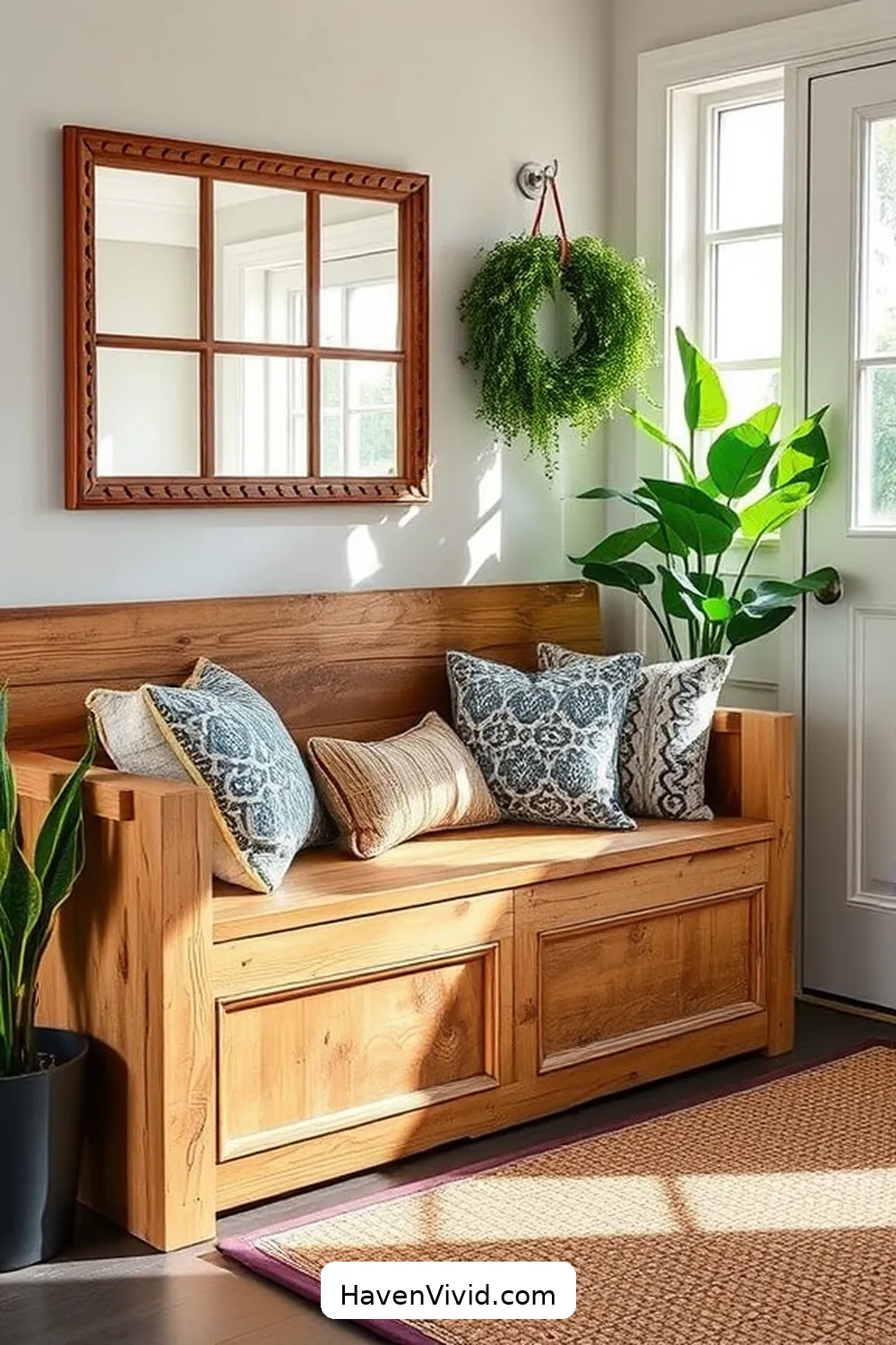 19 Creative Ways to Create a Family-Friendly Living Entryway Using Recycled Wood 3 Rustic Bench With Storage for 19 Creative Ways to Create a Family-Friendly Living Entryway Using Recycled Wood