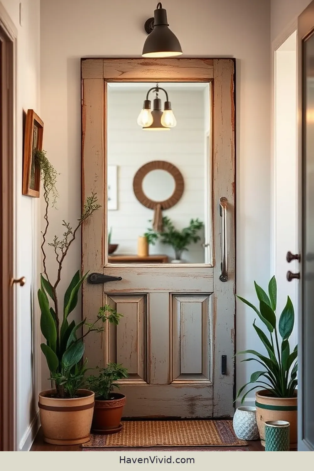 19 Creative Ways to Create a Family-Friendly Living Entryway Using Recycled Wood 13 Vintage Door Frame Mirror for 19 Creative Ways to Create a Family-Friendly Living Entryway Using Recycled Wood