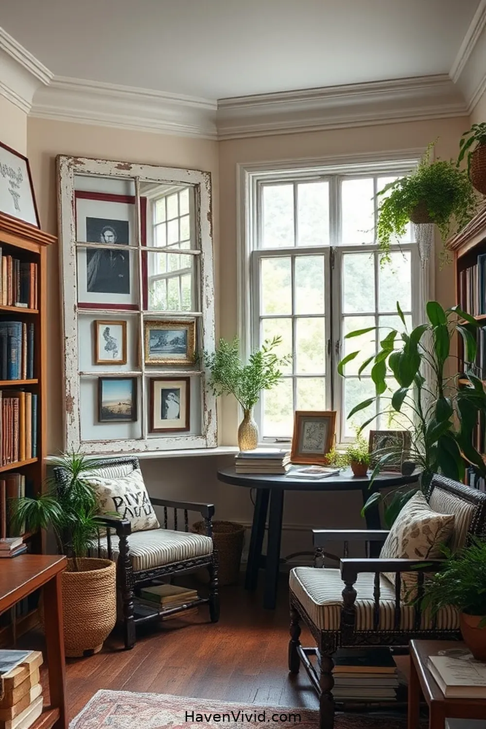 19 Inspiring Ways for Farmhouse Living in Your Library Using Reclaimed Materials 7 Antique Window Frame Decor for 19 Inspiring Ways for Farmhouse Living in Your Library Using Reclaimed Materials