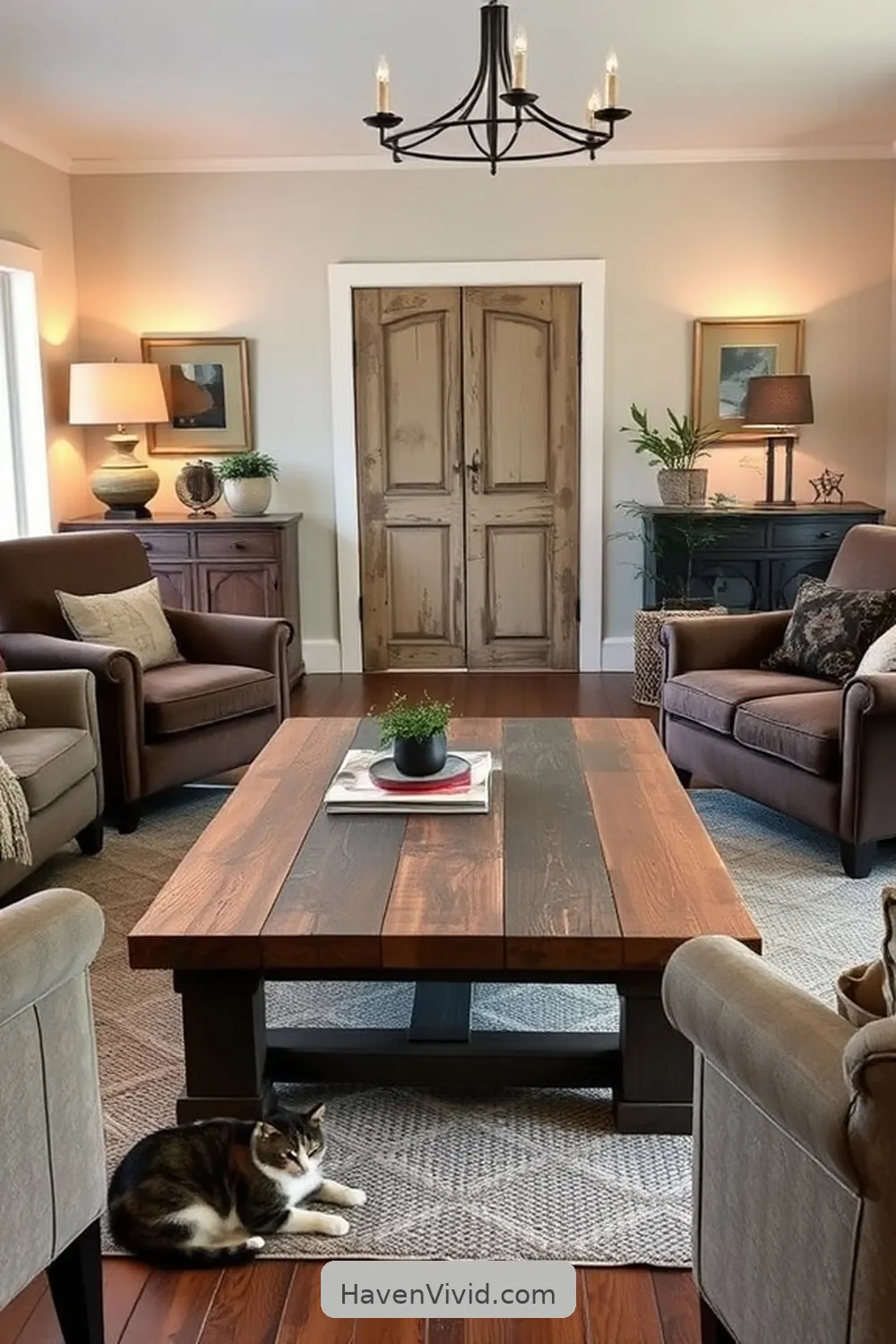 19 Inspiring Ways for Farmhouse Living in Your Library Using Reclaimed Materials 10 Old Door Coffee Table for 19 Inspiring Ways for Farmhouse Living in Your Library Using Reclaimed Materials