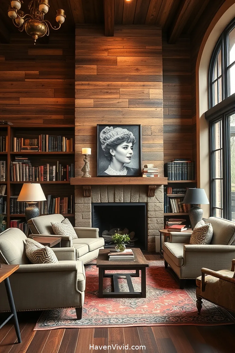 19 Inspiring Ways for Farmhouse Living in Your Library Using Reclaimed Materials 13 Reclaimed Wood Accent Wall for 19 Inspiring Ways for Farmhouse Living in Your Library Using Reclaimed Materials