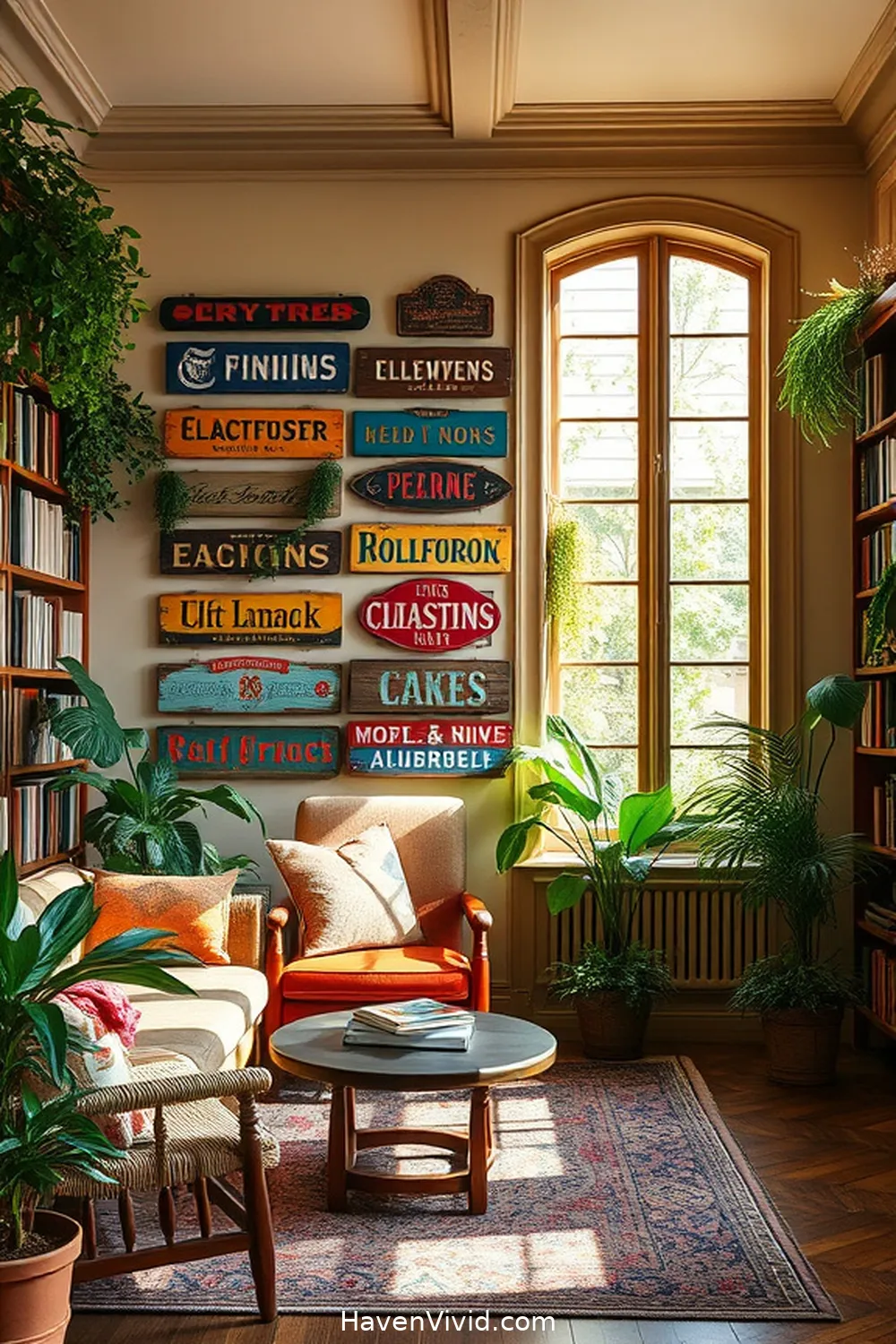 19 Inspiring Ways for Farmhouse Living in Your Library Using Reclaimed Materials 18 Rustic Wall Art From Old Signs for 19 Inspiring Ways for Farmhouse Living in Your Library Using Reclaimed Materials