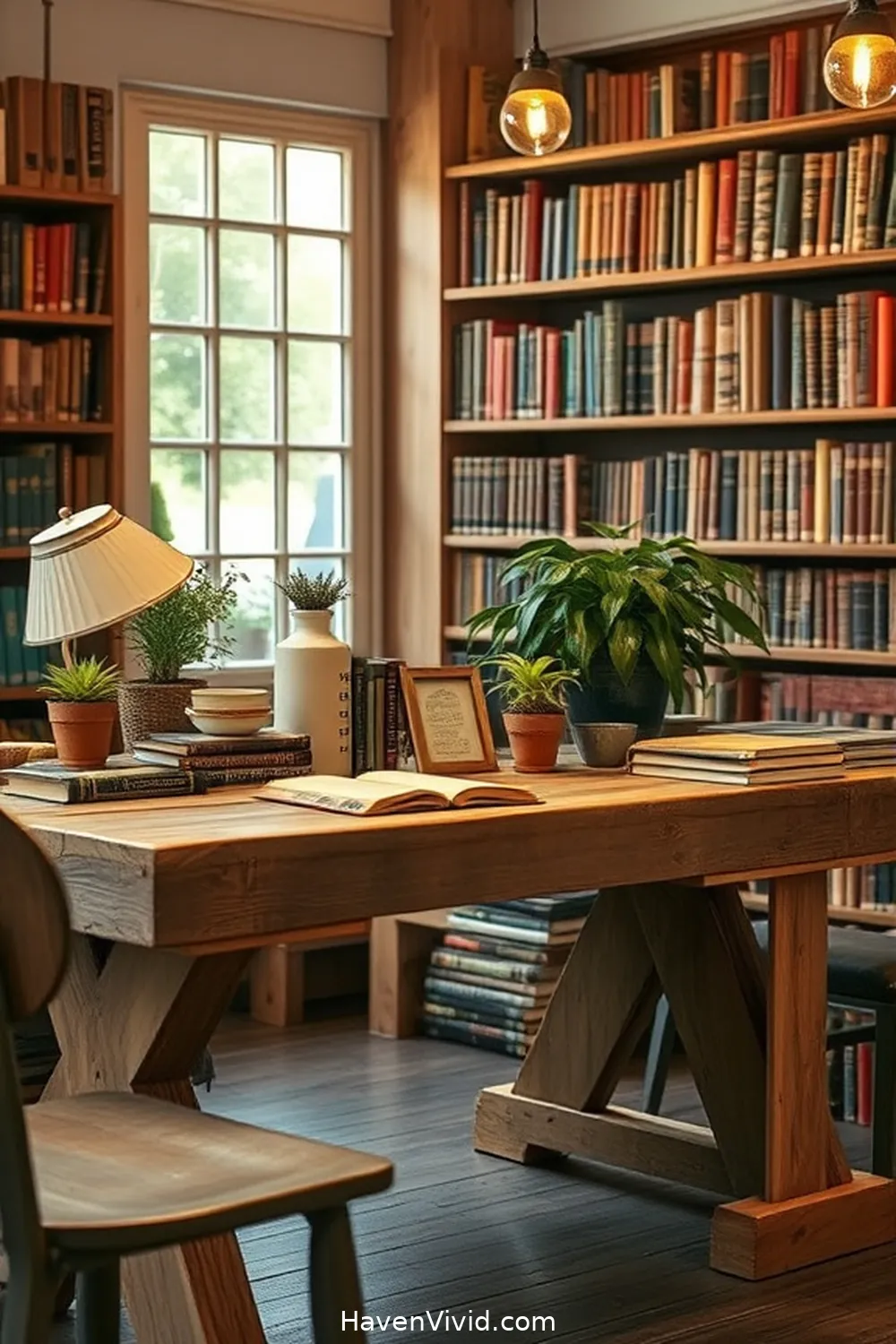 19 Inspiring Ways for Farmhouse Living in Your Library Using Reclaimed Materials 15 Salvaged Wood Desk for 19 Inspiring Ways for Farmhouse Living in Your Library Using Reclaimed Materials