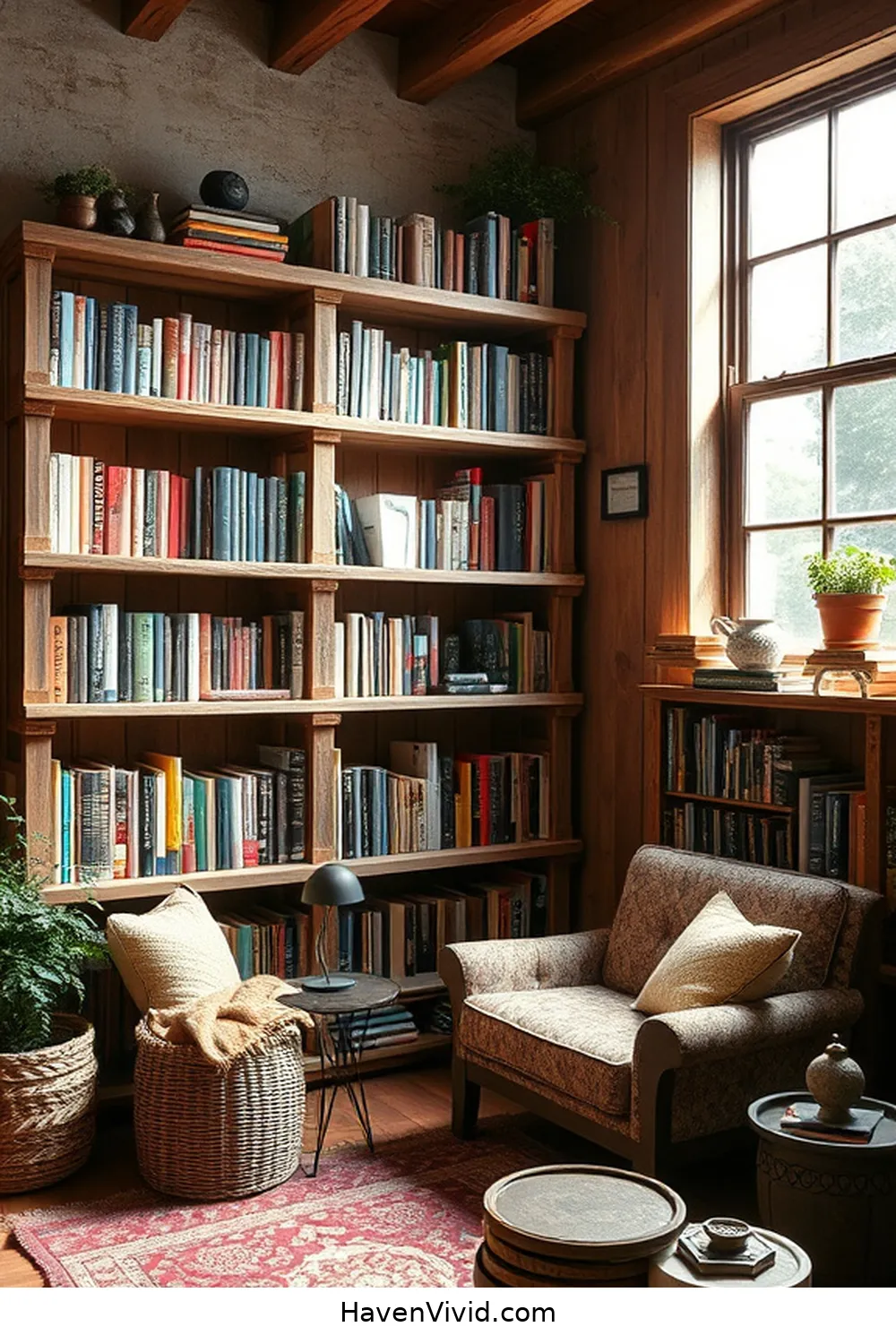 19 Inspiring Ways for Farmhouse Living in Your Library Using Reclaimed Materials 19 Upcycled Bookshelves From Pallets for 19 Inspiring Ways for Farmhouse Living in Your Library Using Reclaimed Materials