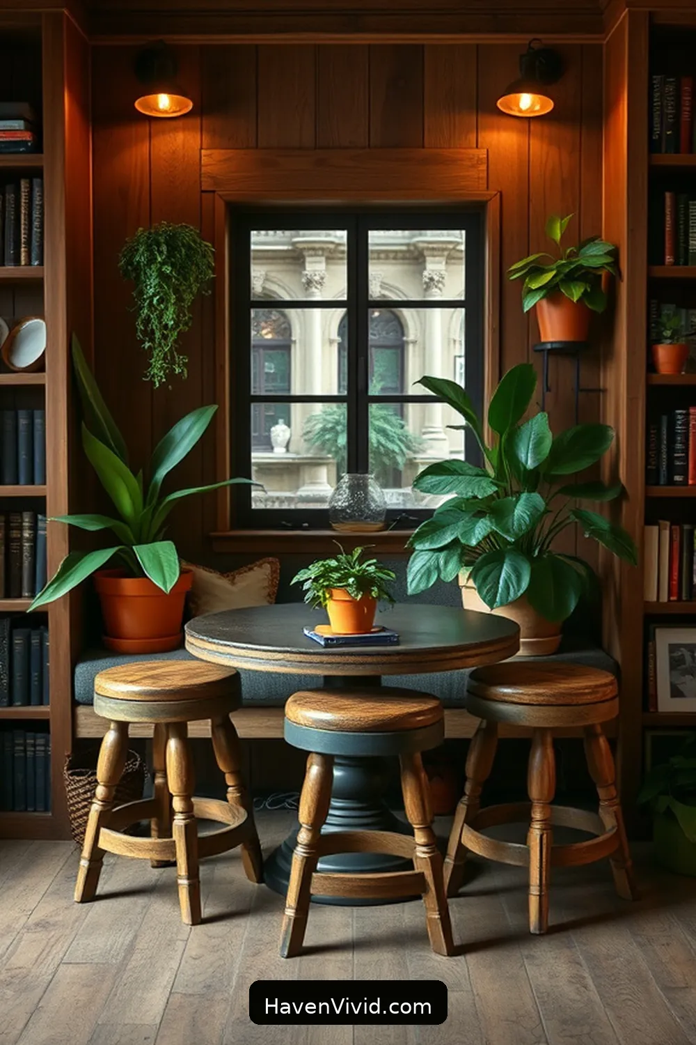 19 Inspiring Ways for Farmhouse Living in Your Library Using Reclaimed Materials 11 Vintage Stools as Seating for 19 Inspiring Ways for Farmhouse Living in Your Library Using Reclaimed Materials