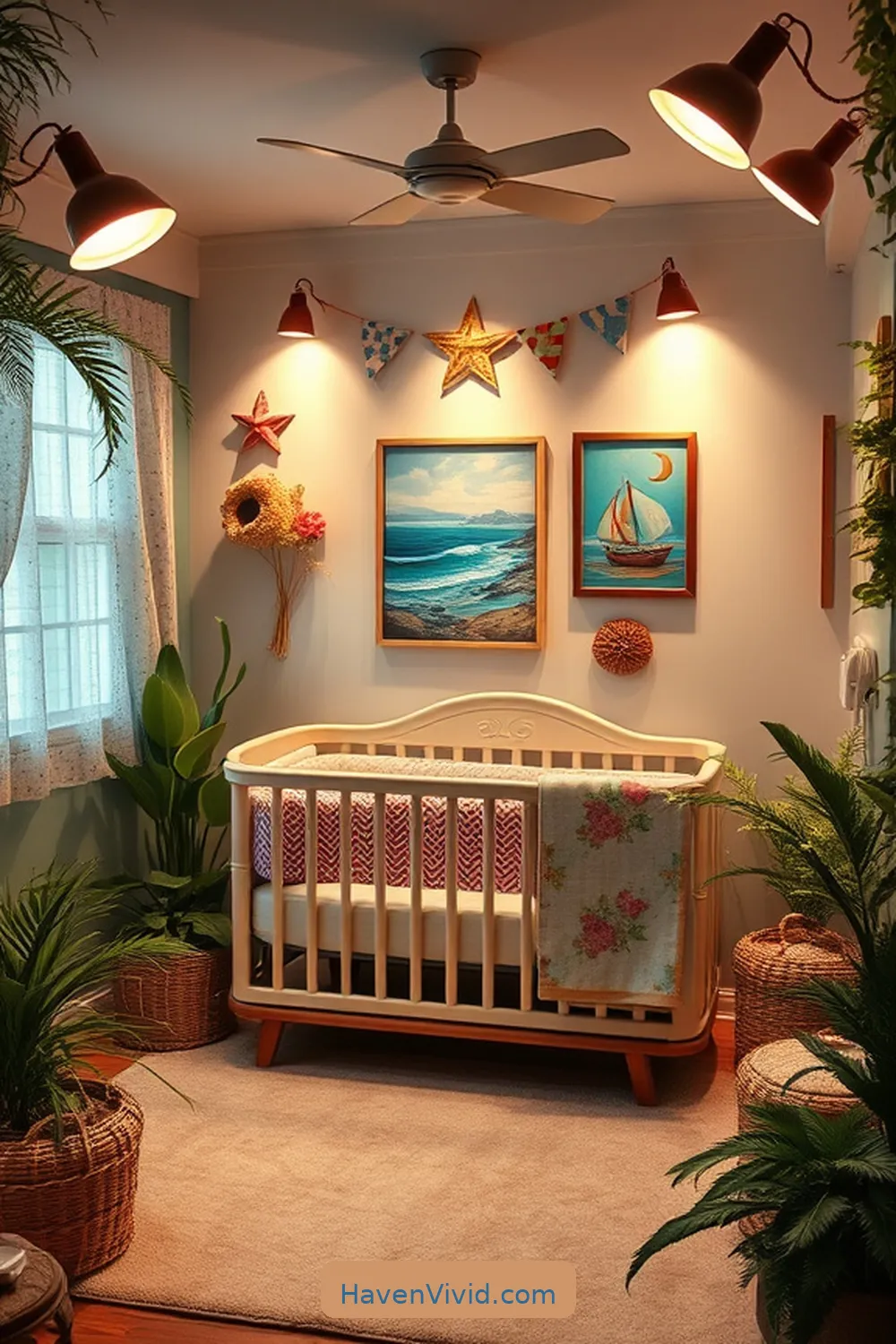 19 Tips for Coastal Living in a Nursery Using Solar-Powered Lights 9 Highlight Artwork With Solar Spotlights for 19 Tips for Coastal Living in a Nursery Using Solar-Powered Lights