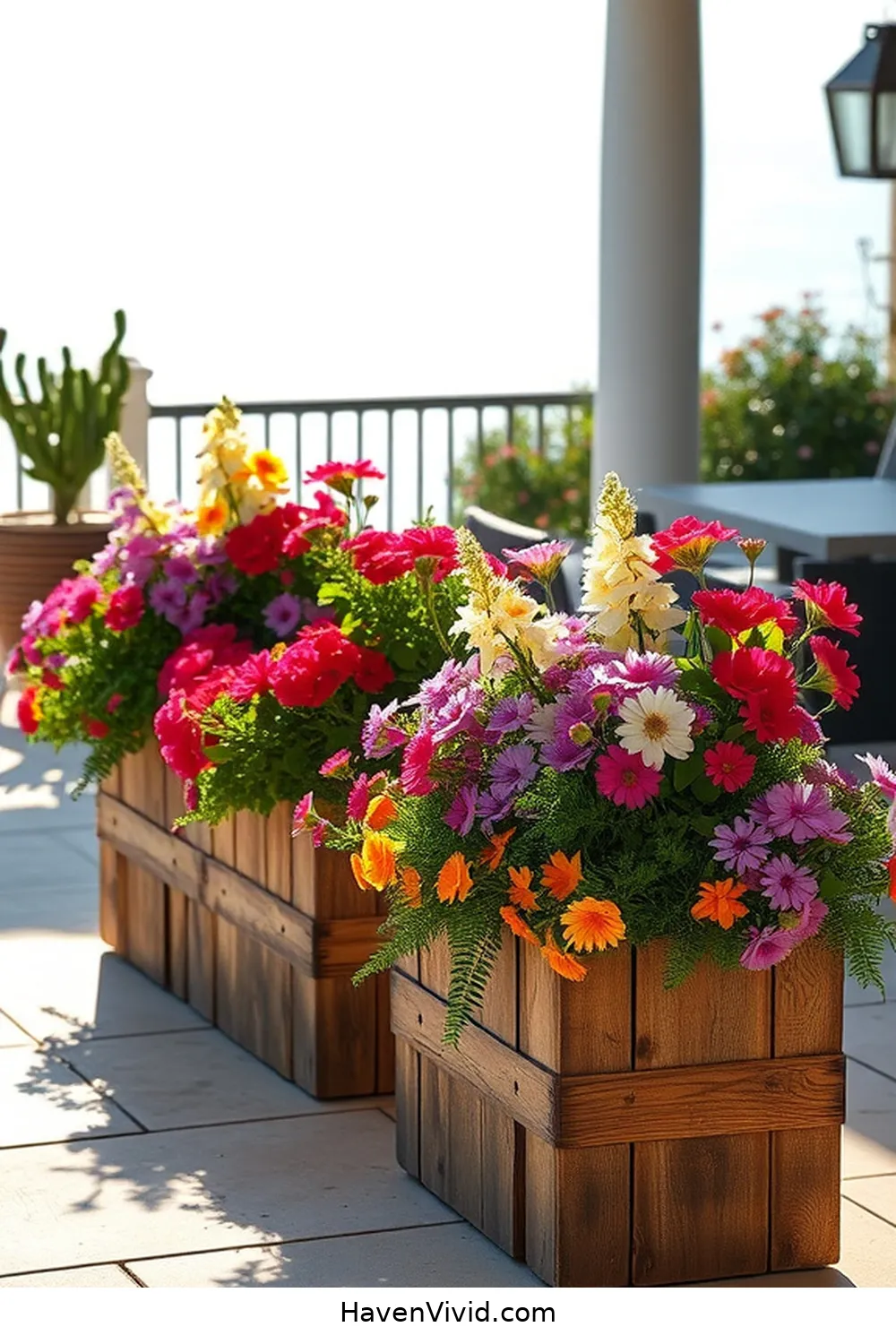 19 Tips for Creating a Coastal Living Outdoor Patio Using Recycled Wood 8 Add Recycled Wood Planters for 19 Tips for Creating a Coastal Living Outdoor Patio Using Recycled Wood