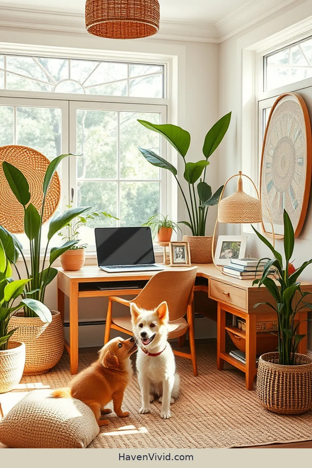19 Tips for Creating a Family Friendly Home Office Using Natural Fibers 12 Create Warmth With Rattan Accents for 19 Tips for Creating a Family Friendly Home Office Using Natural Fibers