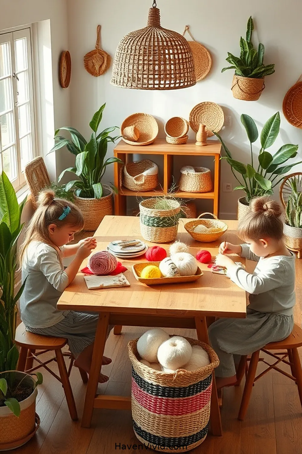 19 Tips for Creating a Family Friendly Home Office Using Natural Fibers 11 Designate a Family Craft Area With Natural Materials for 19 Tips for Creating a Family Friendly Home Office Using Natural Fibers
