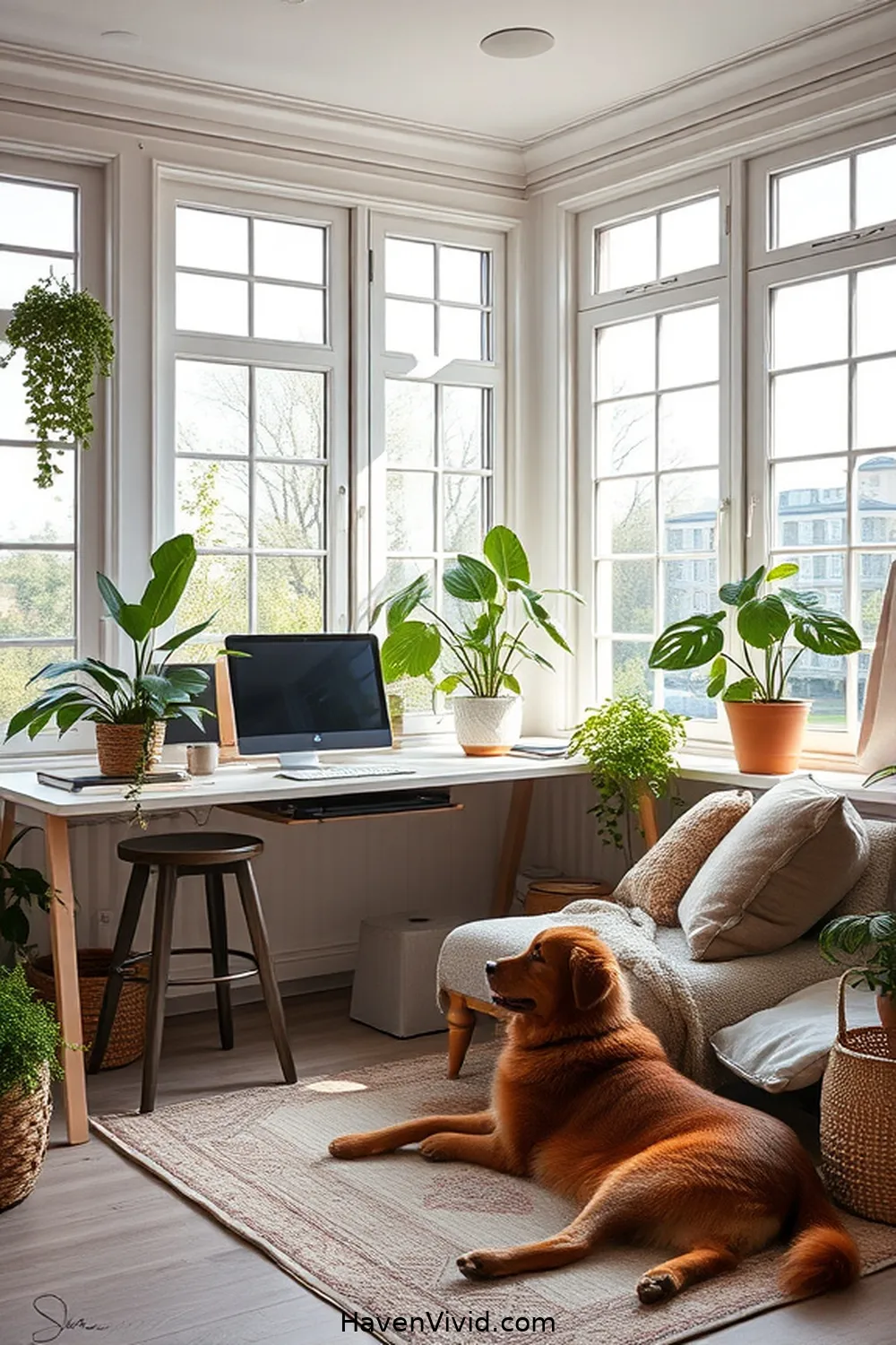 19 Tips for Creating a Family Friendly Home Office Using Natural Fibers 20 Incorporate Natural Light With Wide Windows and Soft Blinds for 19 Tips for Creating a Family Friendly Home Office Using Natural Fibers