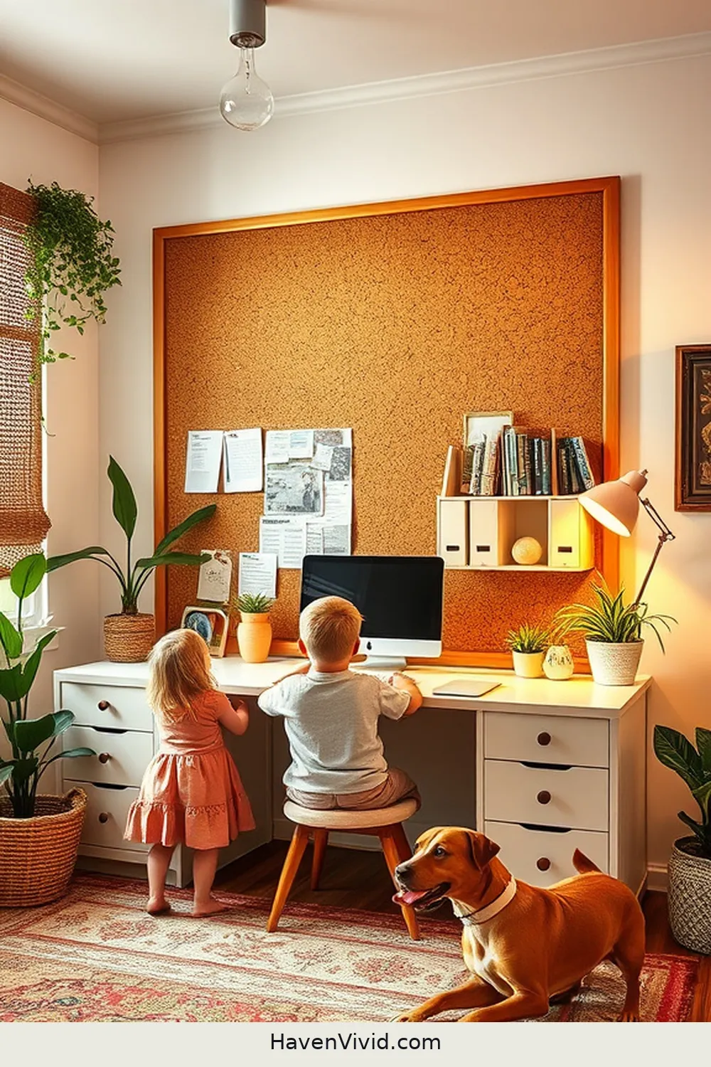 19 Tips for Creating a Family Friendly Home Office Using Natural Fibers 13 Integrate a Cork Bulletin Board for 19 Tips for Creating a Family Friendly Home Office Using Natural Fibers