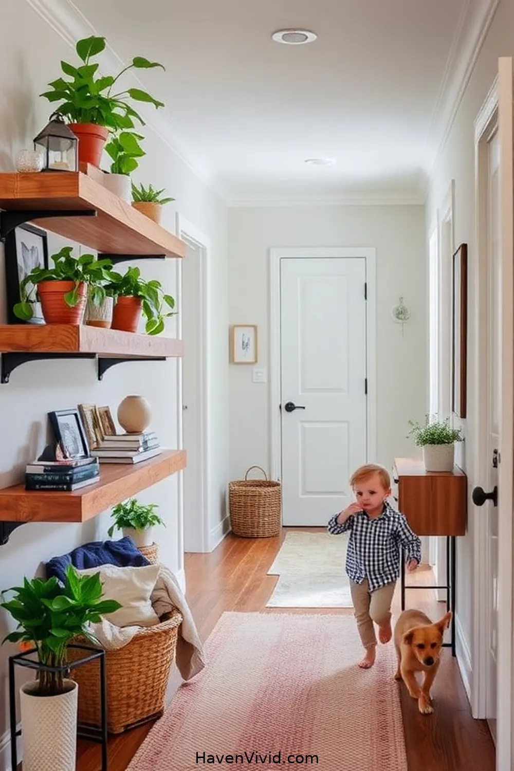 19 Tips for a Family-Friendly Hallway Using Reclaimed Materials 15 Build Shelving From Reclaimed Wood for 19 Tips for a Family-Friendly Hallway Using Reclaimed Materials