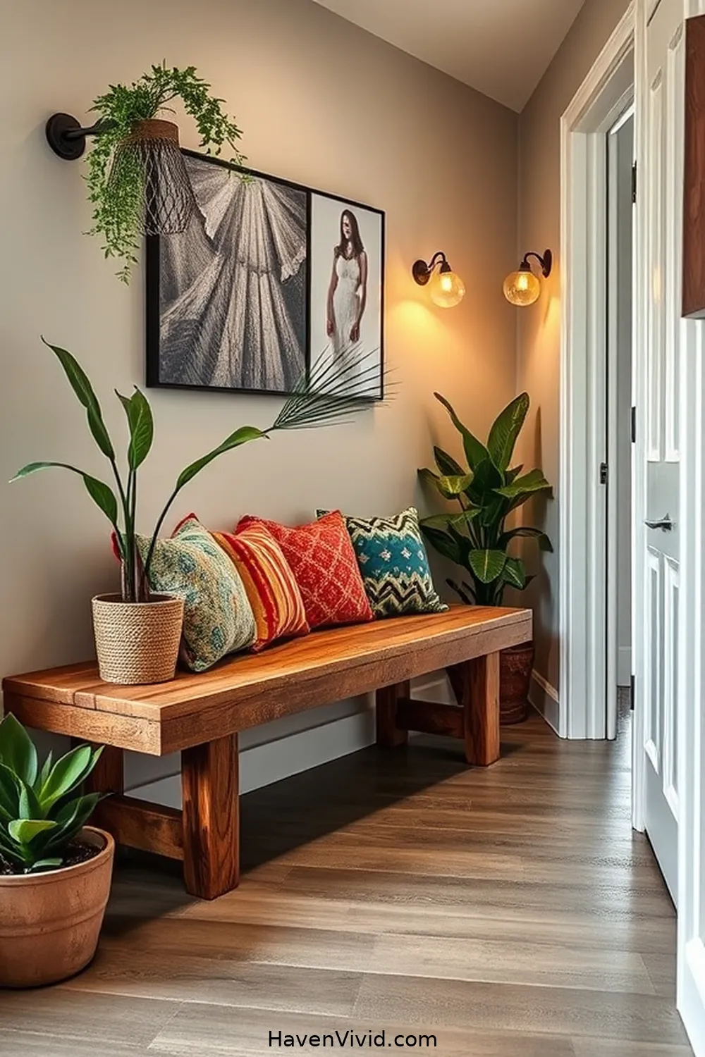 19 Tips for a Family-Friendly Hallway Using Reclaimed Materials 3 Install a Vintage Bench for Seating for 19 Tips for a Family-Friendly Hallway Using Reclaimed Materials