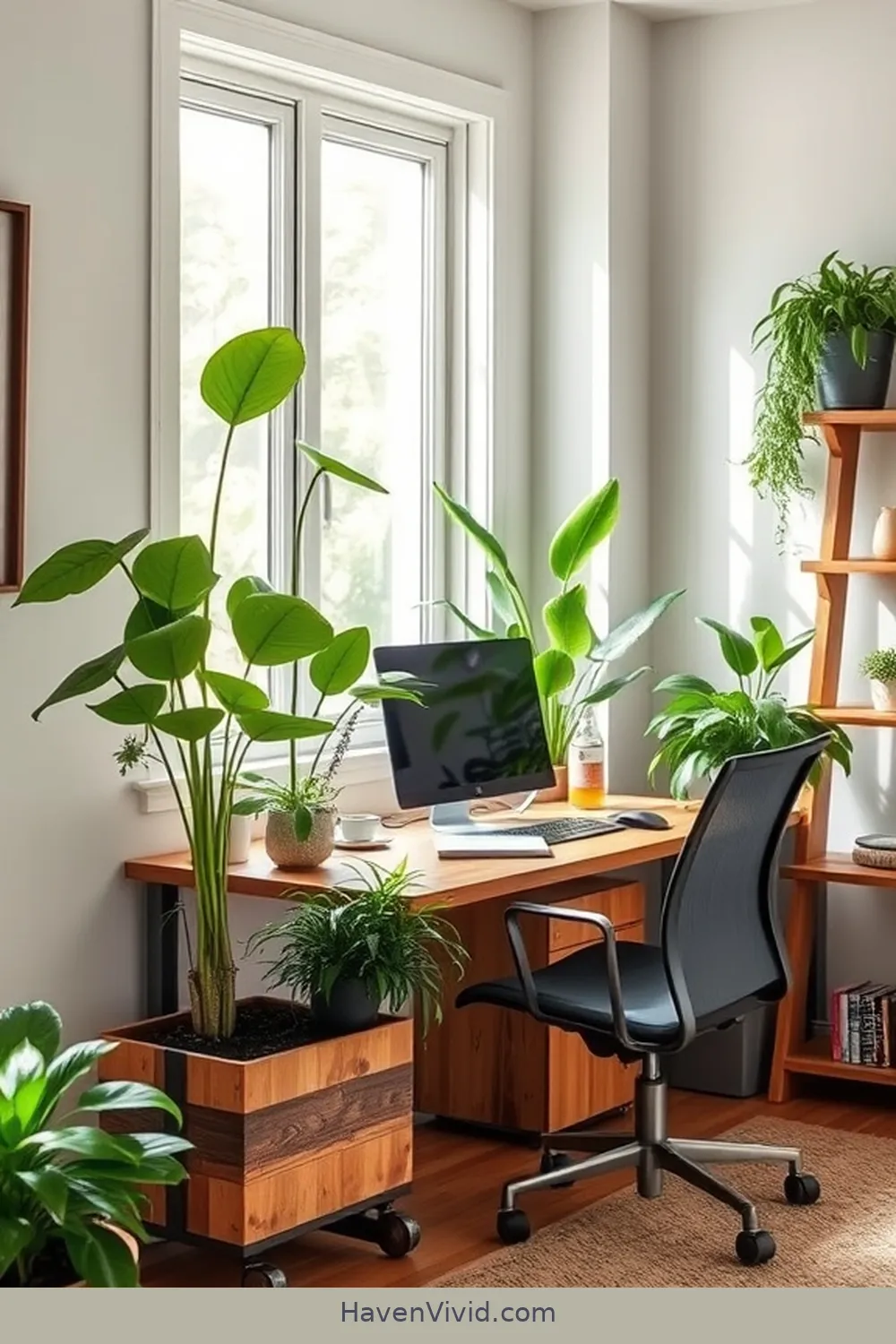 19 Tips for a Family-Friendly Living Home Office Using Recycled Wood 15 Implement Sustainable Plants for Air Quality for 19 Tips for a Family-Friendly Living Home Office Using Recycled Wood