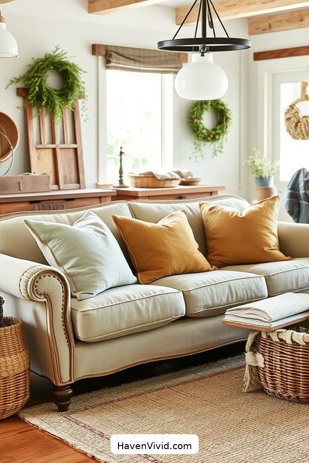 19 Ways of Using Natural Fibers in Your Farmhouse Living Room 5 Add Linen Cushion Covers for 19 Ways of Using Natural Fibers in Your Farmhouse Living Room