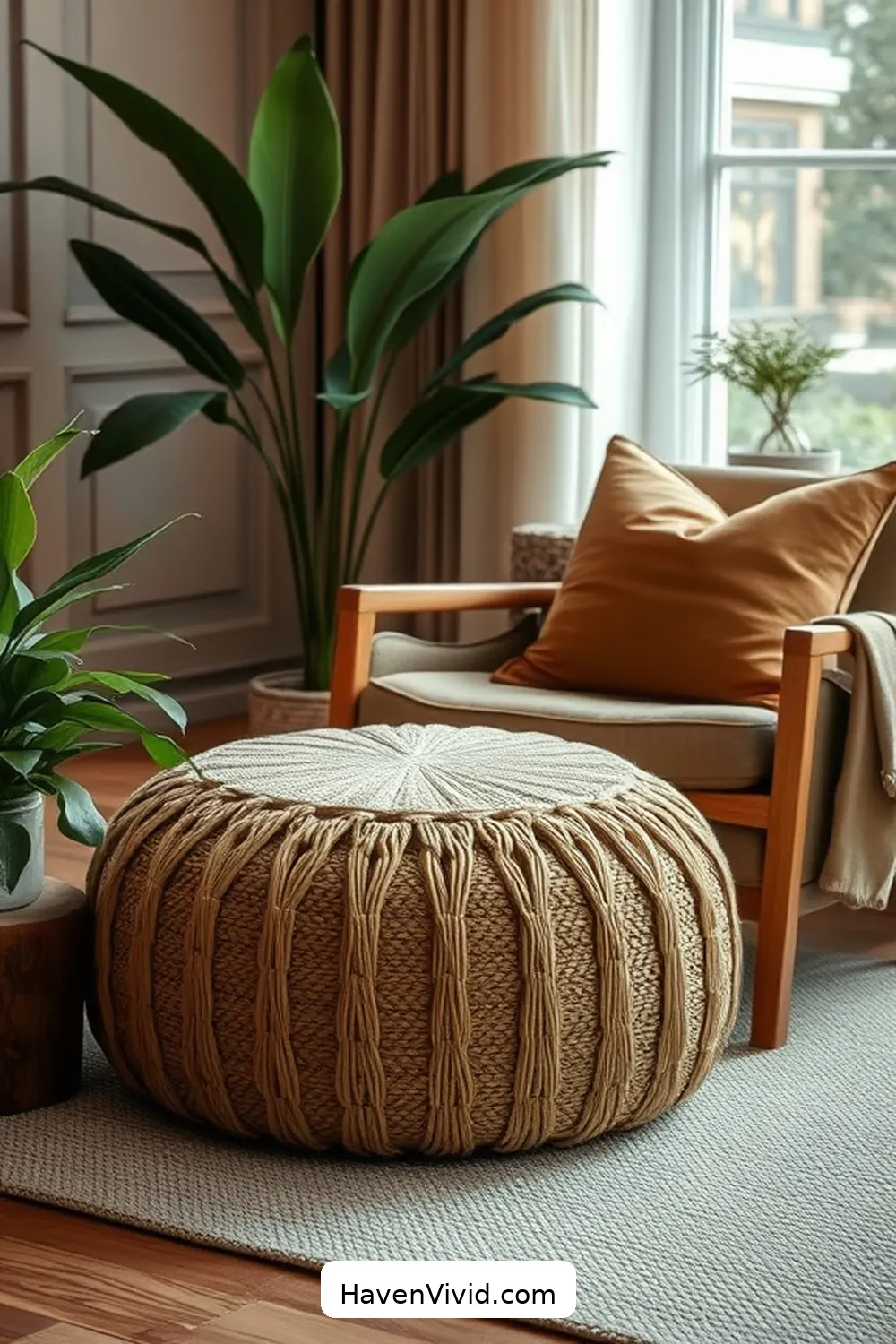 19 Ways of Using Natural Fibers in Your Farmhouse Living Room 14 Choose Natural Fiber Poufs for 19 Ways of Using Natural Fibers in Your Farmhouse Living Room