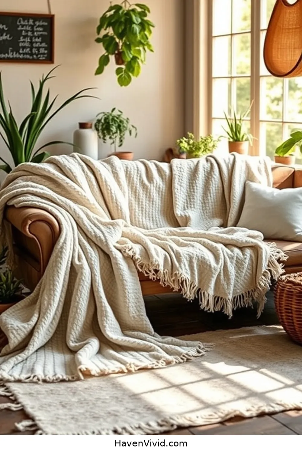 19 Ways of Using Natural Fibers in Your Farmhouse Living Room 3 Cozy up With Cotton Throws for 19 Ways of Using Natural Fibers in Your Farmhouse Living Room
