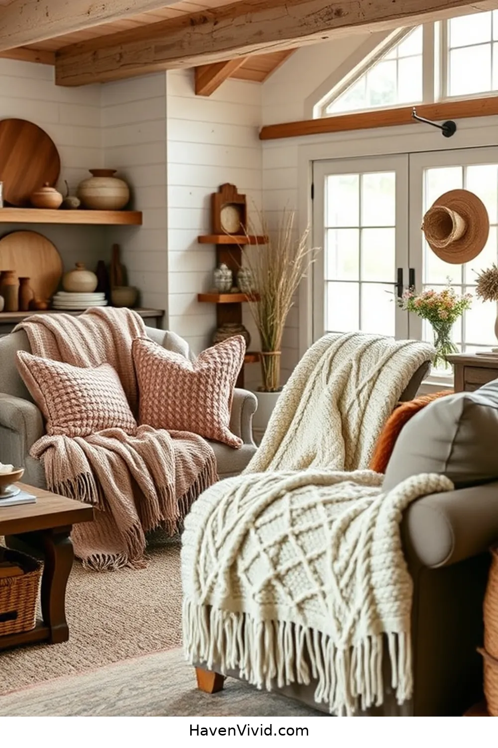 19 Ways of Using Natural Fibers in Your Farmhouse Living Room 8 Embrace Wool Blankets for 19 Ways of Using Natural Fibers in Your Farmhouse Living Room